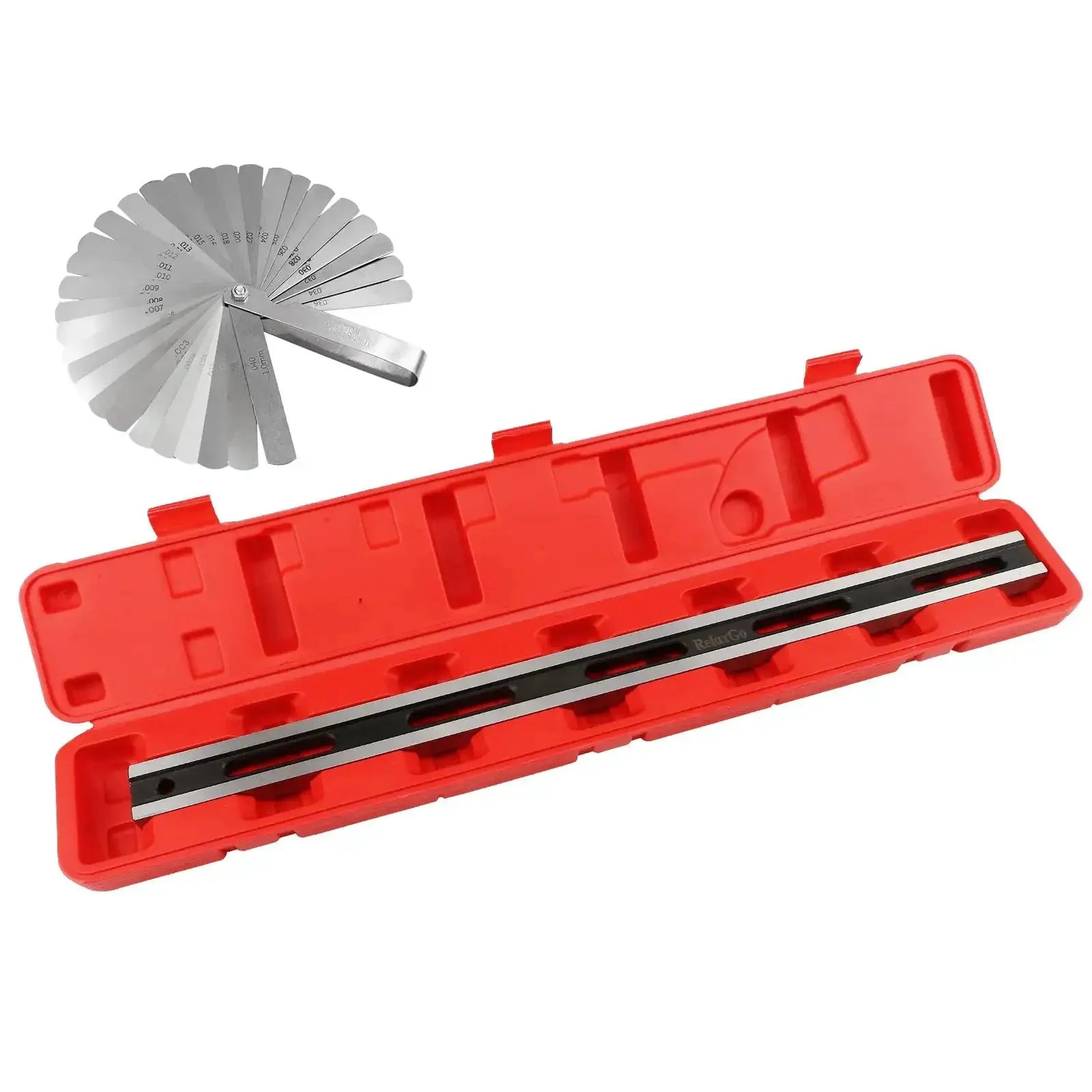 24 Inch Machinist Precision Steel Straight Edge Tool With Feeler Gauges For Checking Cylinder Heads And Engine Blocks Pro Grade For Easy Alignment And Distortion Verification In Auto And Industrial Machining