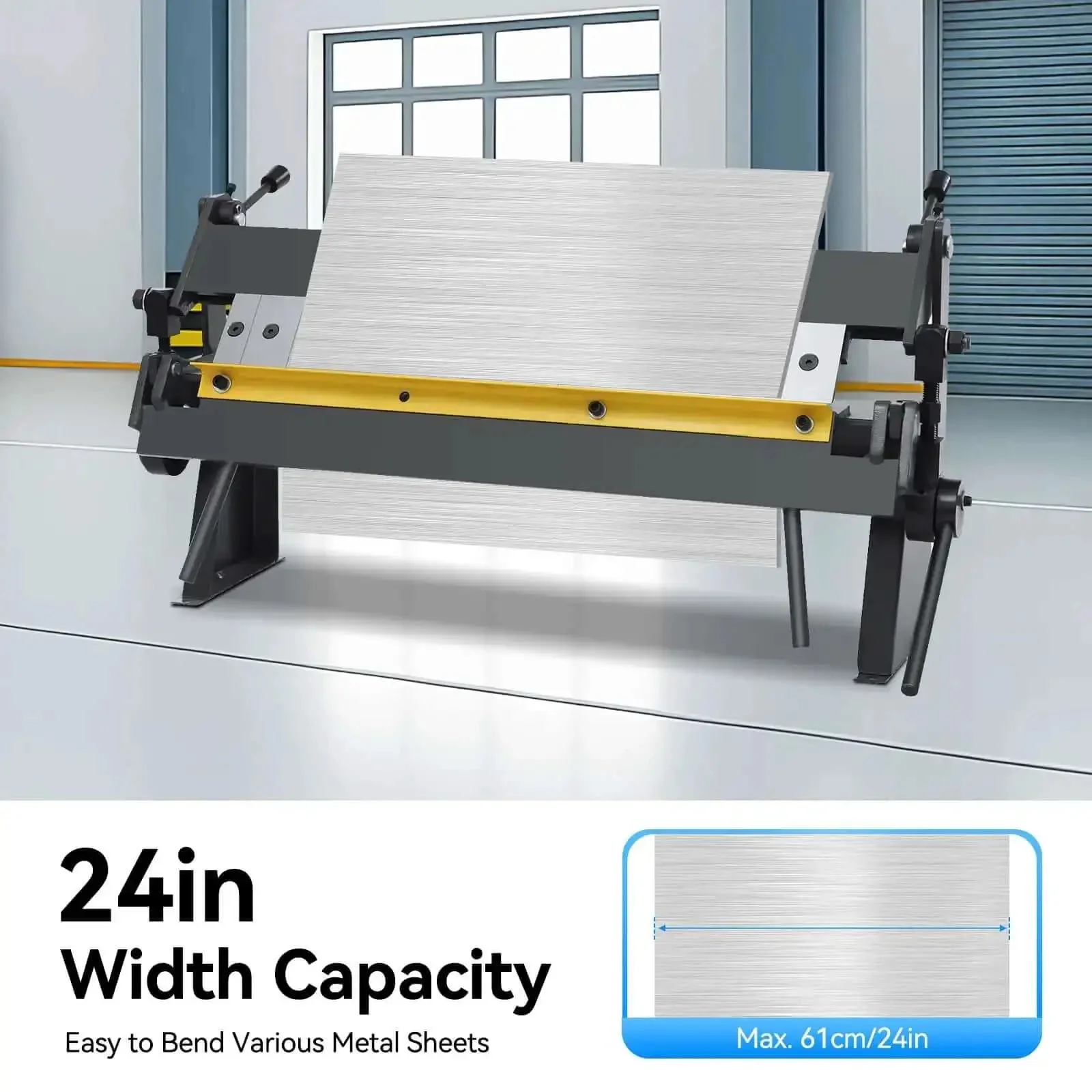 24 Inch Pan And Box Brake Sheet Metal Bender 0 To 135 Degree Hand Brake For Shear Bending And Rolling Heavy Duty Metal Fabrication Tool For Auto Body And DIY Projects Built For The Pro Shop - Image 6