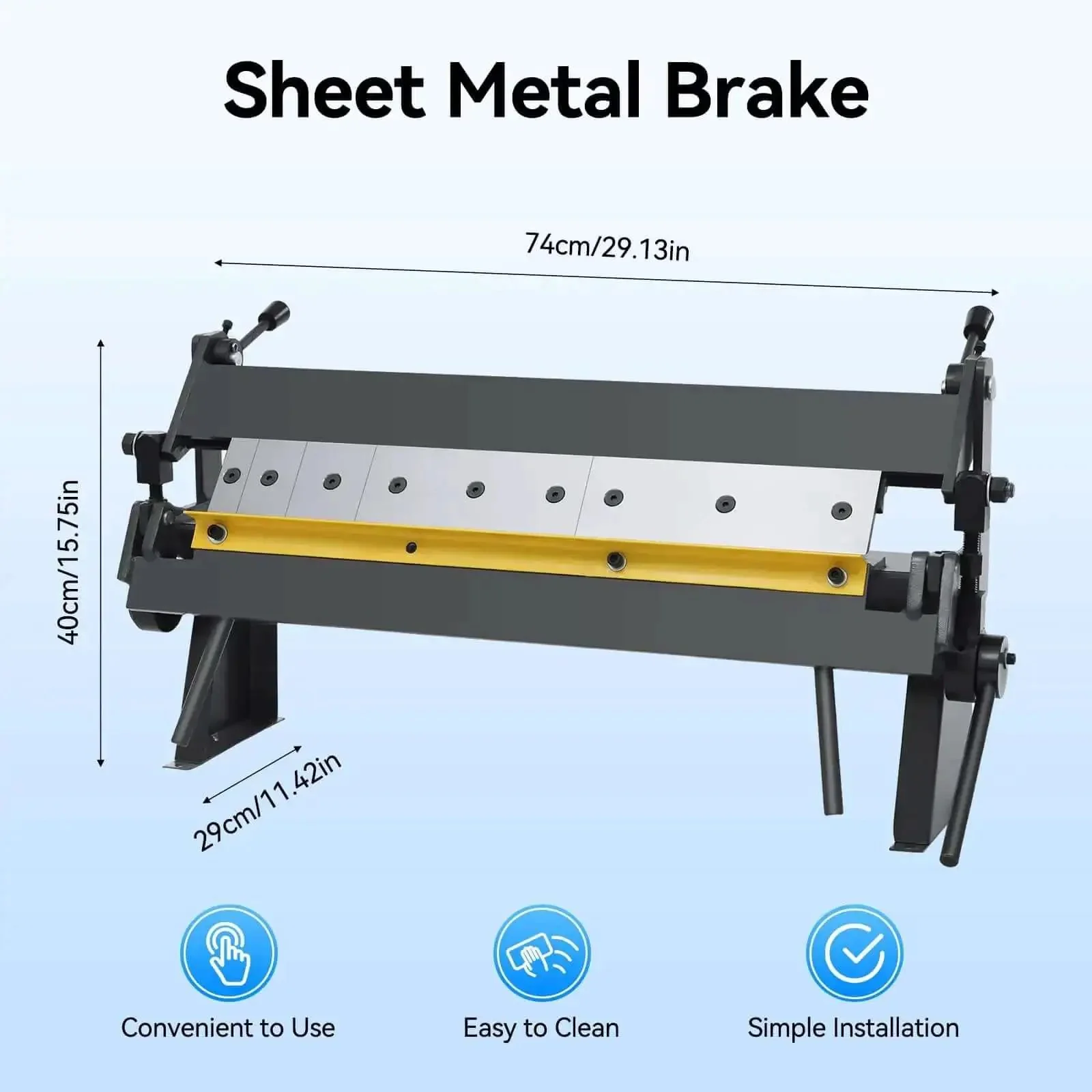 24 Inch Pan And Box Brake Sheet Metal Bender With 0 To 135 Degree Adjustable Angle Portable Heavy Duty Pan And Box Brake Removable Fingers 2 3 4 Inches Capacity For 20 Gauge Mild Steel Plates - Image 4
