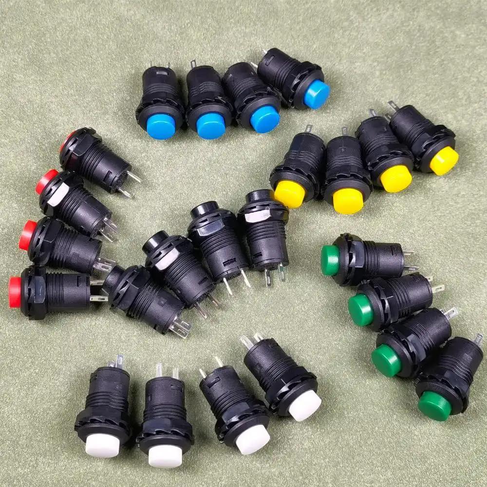 24 Pack 12mm Momentary Push Button Switch SPST On Off AC 250V 1.5A 125V 3A Lockless Mini Round Button Kit For Car Trumpet PC Table Lamp Home Doorbell 6 Colors Red Yellow Blue Green Black White - Image 4