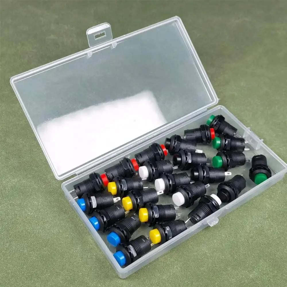 24 Pack 12mm Momentary Push Button Switch SPST On Off AC 250V 1.5A 125V 3A Lockless Mini Round Button Kit For Car Trumpet PC Table Lamp Home Doorbell 6 Colors Red Yellow Blue Green Black White - Image 5