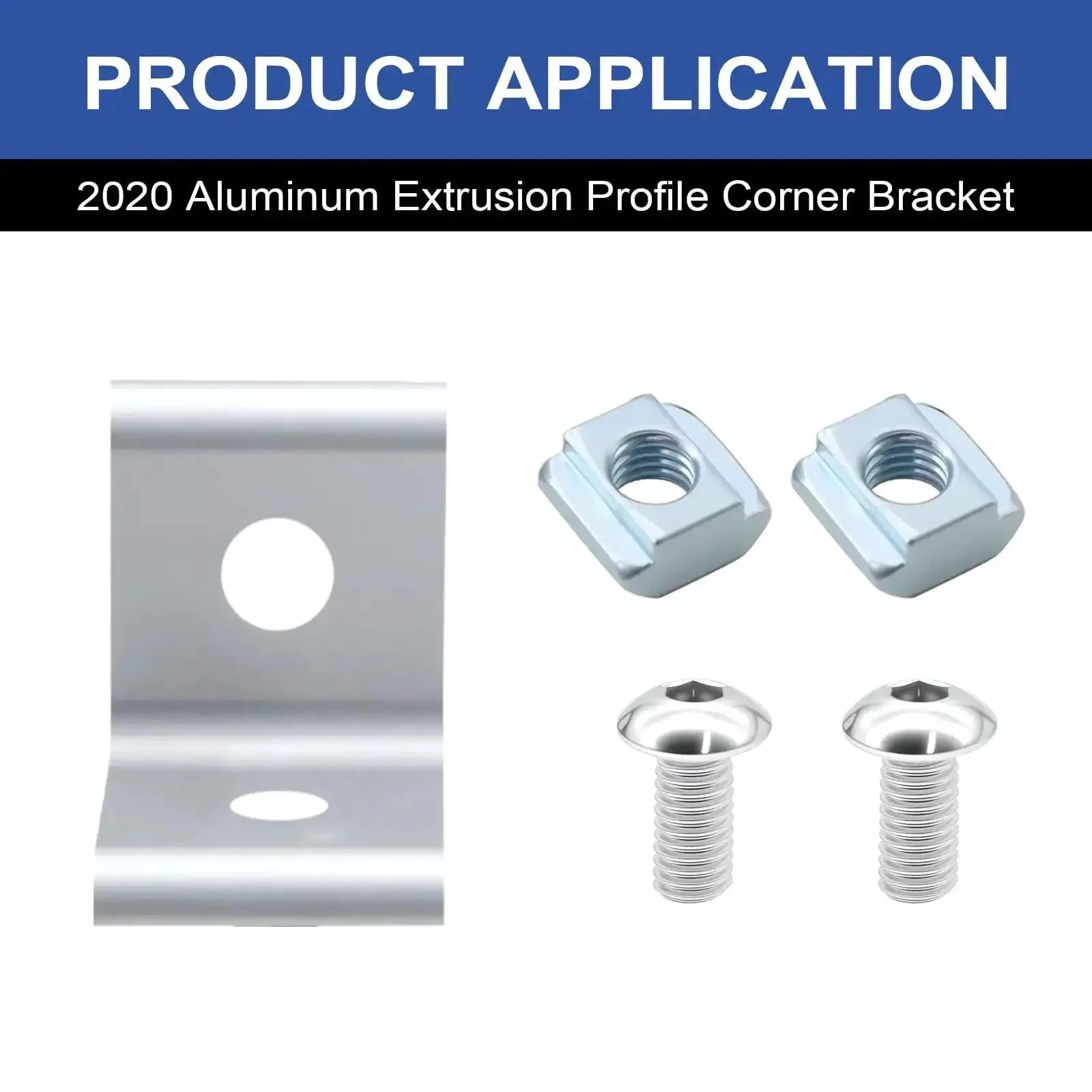 24 Pack 2020 Corner Bracket Connectors For 20x20 Aluminum Extrusion ,  90 Degree Angle Brackets With T Nuts And Screws, Wrench Included, Silver DIY Hardware Kit For Aluminum Framing And Projects - Image 4