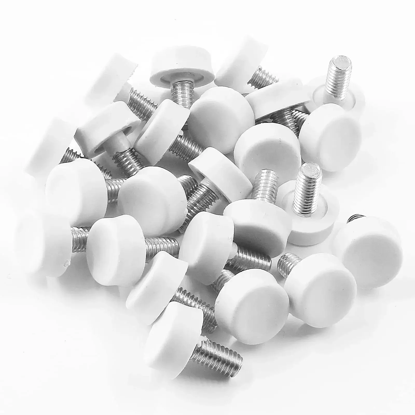 24 Pack Adjustable Furniture Levelers M6x15mm For Tables Chairs Cabinets White Screw On Glide Feet For Furniture Legs Self Leveling Feet With 22mm Total Height - Image 2