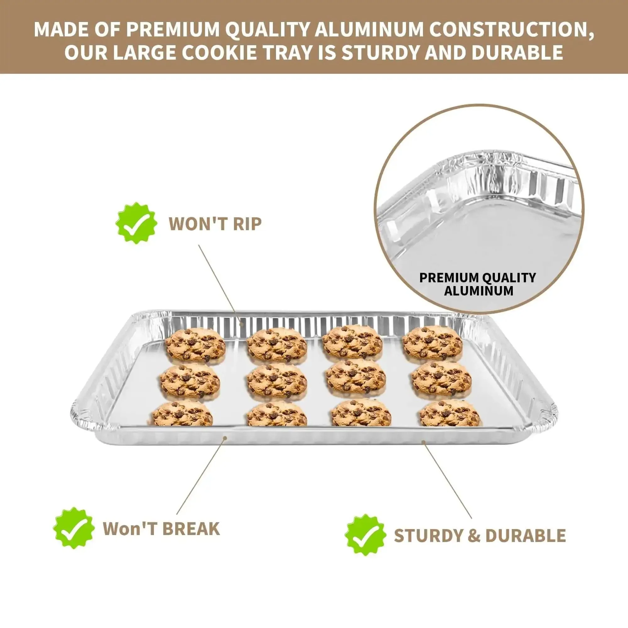 24 Pack Aluminum Disposable Cookie Sheets 16 By 11 Inch For Baking And Roasting Grilling Pans Nonstick Oven Safe Tin Foil Trays Great For Cakes Brownies And Roasts - Image 7