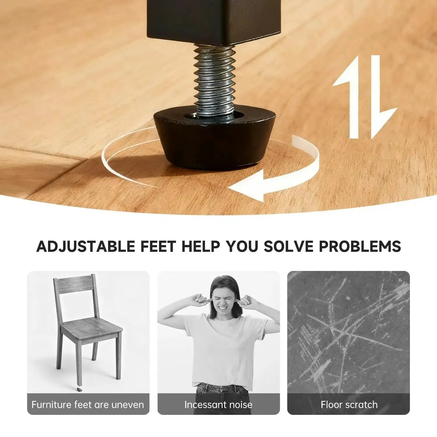 24 Pack Heavy Duty M6 Threaded Furniture Levelers Screw In Adjustable Leveling Feet For Chairs Tables And Cabinets Legs Built To Last Galvanized Iron With Black Plastic Bases For Stable Support And Floor Protection - Image 5