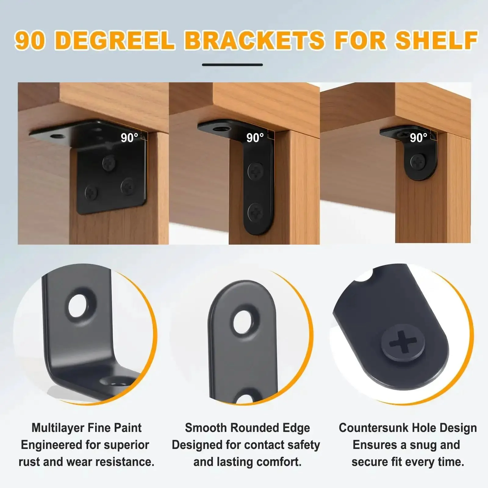 24 Pack Stainless Steel L Brackets Heavy Duty Corner Braces For Wood Furniture And Shelves With Screws Black Metal Angles In Five Sizes 0.79, 1.2, 1.4, 1.57 And 1.97 Inches - Image 5