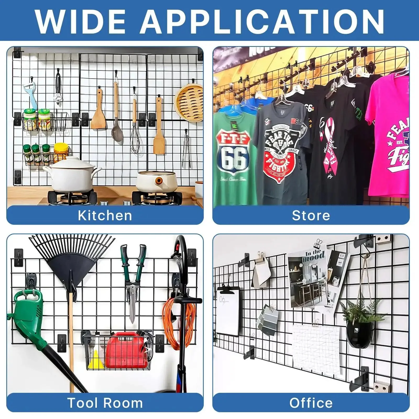 24 Piece Black Metal Gridwall Mount Brackets With Screws For Display Gridwall Hooks Perfect For Shop Home Garage And Office Organization For Retail Use - Image 2