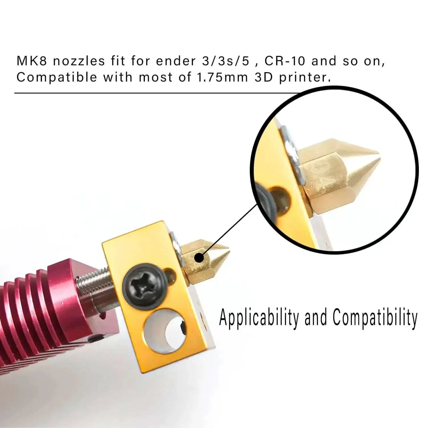 24 Piece Brass MK8 3D Printer Nozzle Set For Makers Pro Grade With 0.2mm 0.4mm 0.6mm 0.8mm 1.0mm Nozzles, DIY Tools And Metal Storage Box, Ready To Print, Compatible With CR 10 Ender 3 Series And More - Image 6