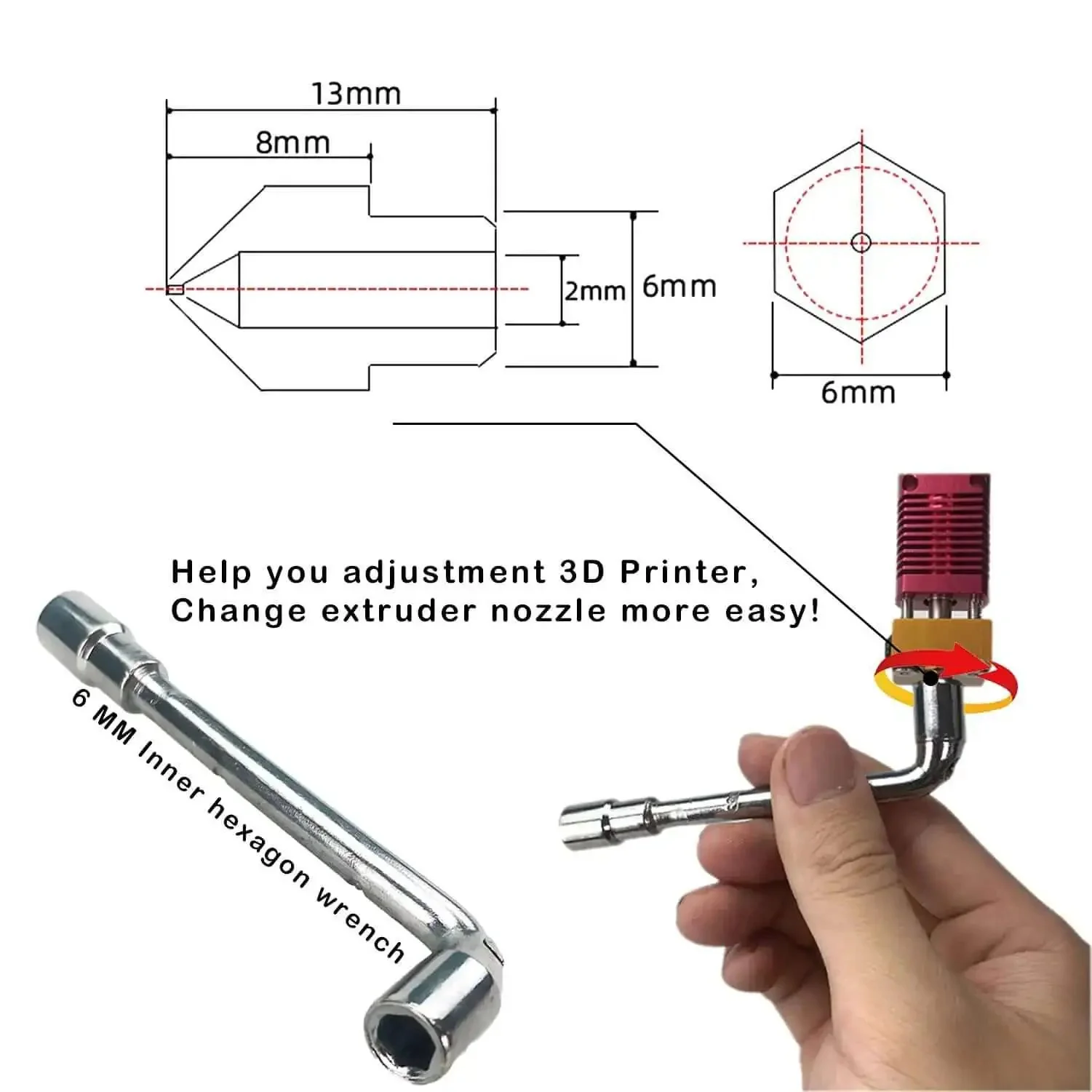 24 Piece Brass MK8 3D Printer Nozzle Set For Makers Pro Grade With 0.2mm 0.4mm 0.6mm 0.8mm 1.0mm Nozzles, DIY Tools And Metal Storage Box, Ready To Print, Compatible With CR 10 Ender 3 Series And More - Image 8