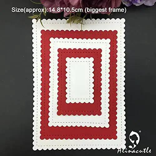 24 Piece Nesting Frame Die Cut Set With Scalloped Borders For Card Making And Paper Crafting Includes Rectangle Square Oval Round Shapes Metal Card Background Dies For DIY Cards Classic Nesting Frames - Image 9