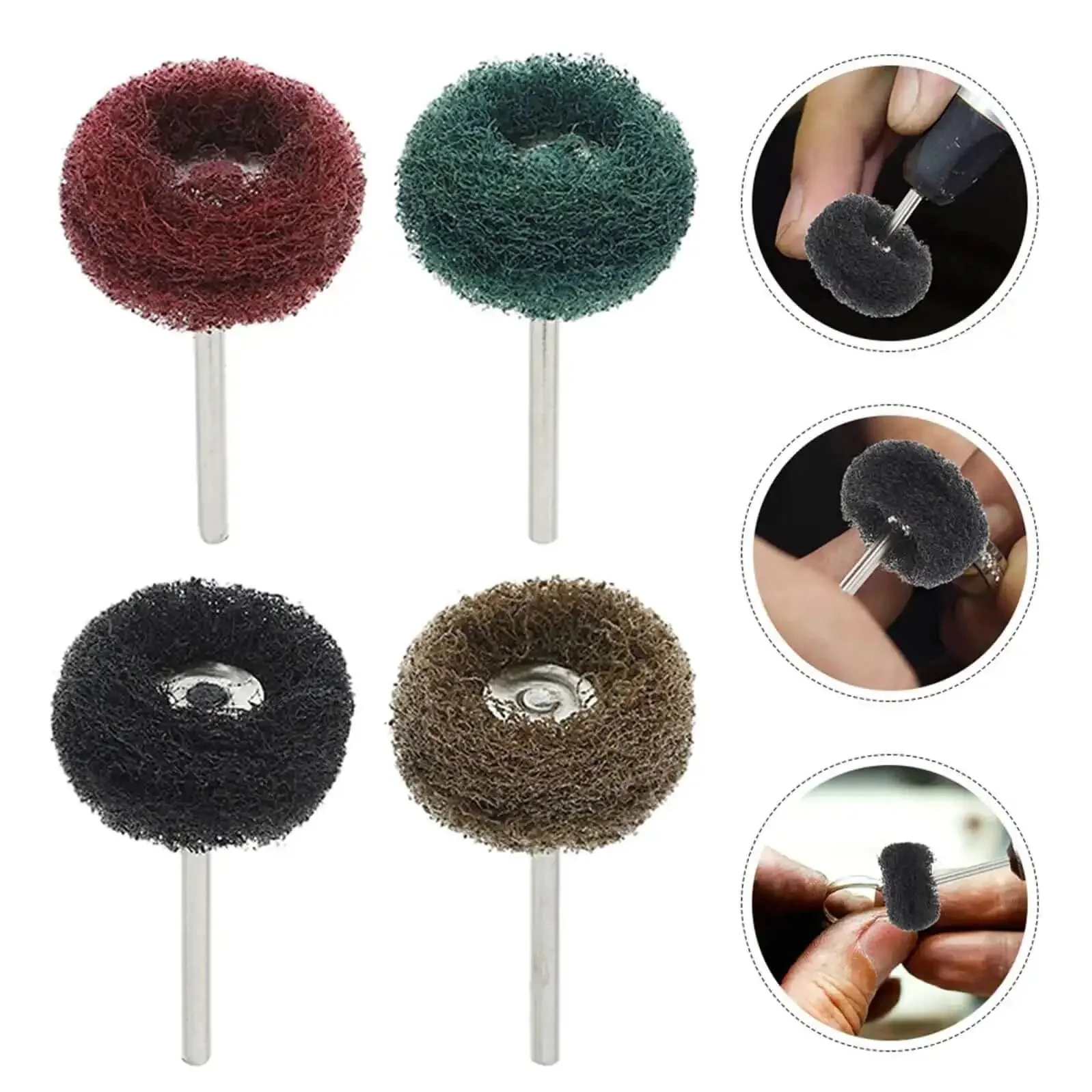 24 Piece Pro Grade Nylon Fiber Buffing Wheel Set With 3mm Shank Drill Polishing Discs For Metal Polishing Jewelry Buffing And Drill Attachment Polisher Pads Kit For Industrial Use - Image 3