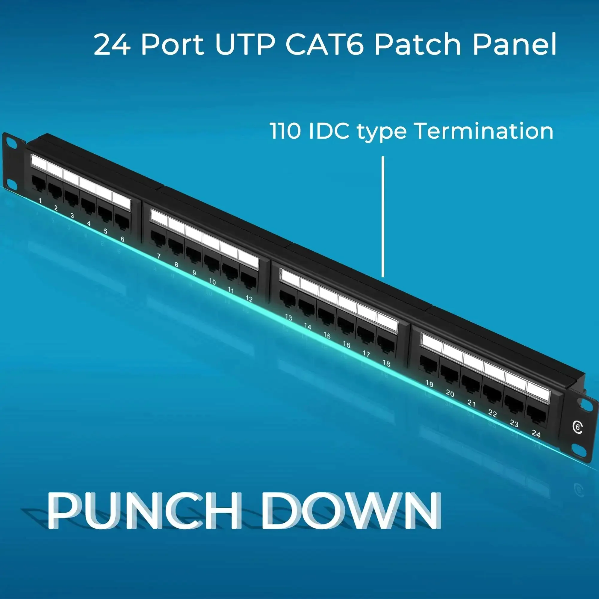 24 Port Cat6 Patch Panel With 10G Ready Ethernet, 19 Inch Rackmount Or Wall Mount, Plug-And-Play Punch Down Block For Cat6 Cat5e Cat5 Cabling, 1U Network Panel, Easy Install, Durable High Density Networking Solution - Image 3