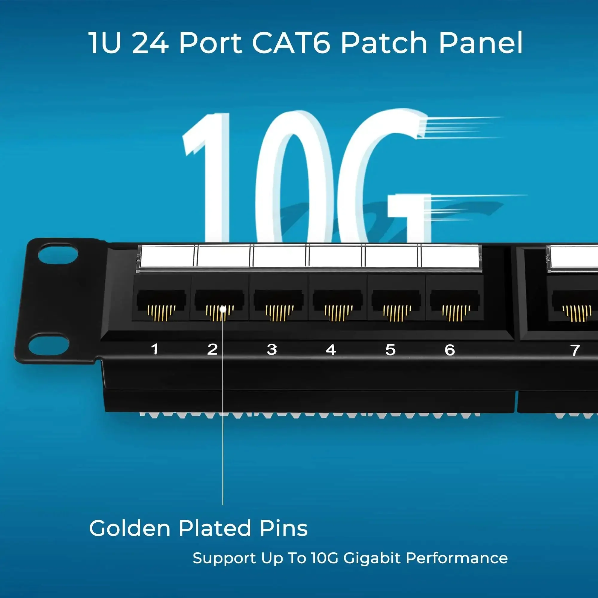 24 Port Cat6 Patch Panel With 10G Ready Ethernet, 19 Inch Rackmount Or Wall Mount, Plug-And-Play Punch Down Block For Cat6 Cat5e Cat5 Cabling, 1U Network Panel, Easy Install, Durable High Density Networking Solution - Image 4
