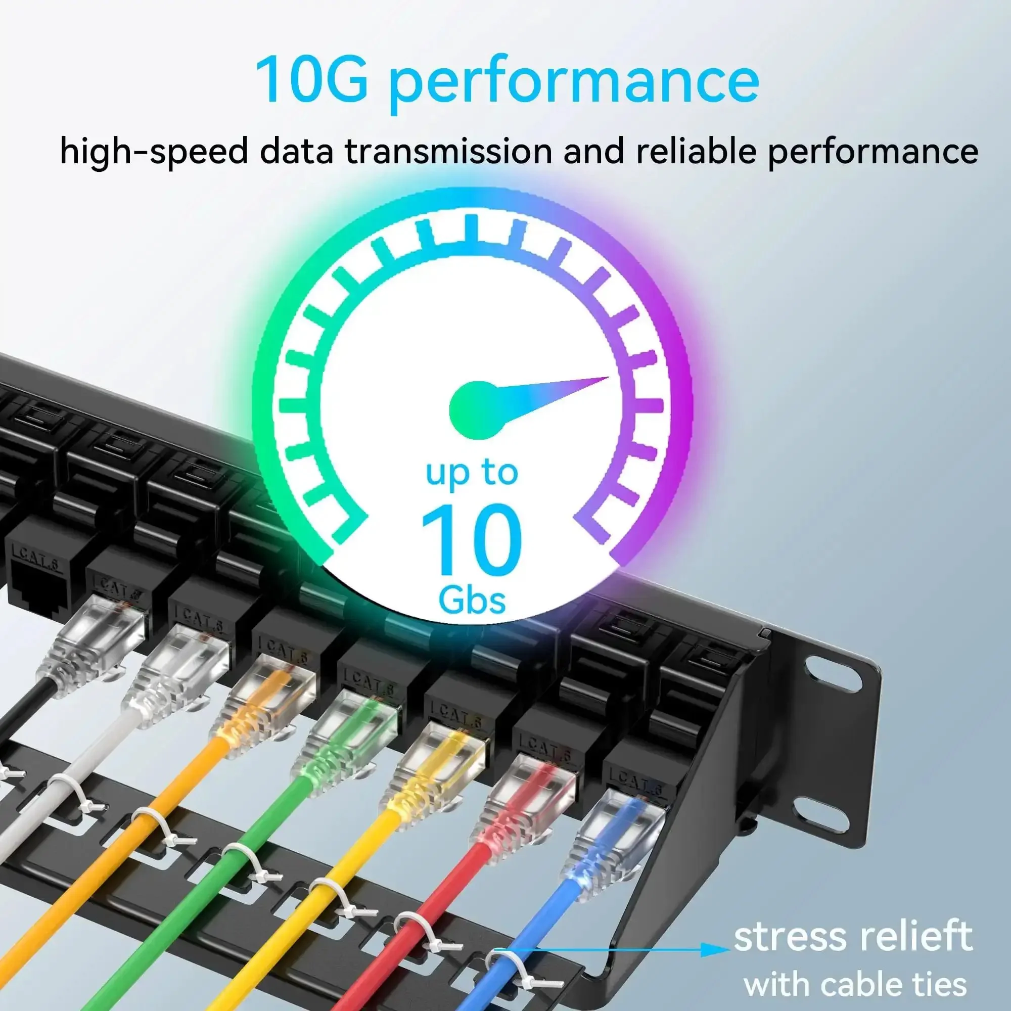 24 Port Cat6 Patch Panel With Keystone Couplers No Punch Down RJ45 Ethernet Patch Panel 1U 19 Inch Time-Saver Network Panel 10G Ready Sturdy Back Bar Ideal For Tight Spaces - Image 4