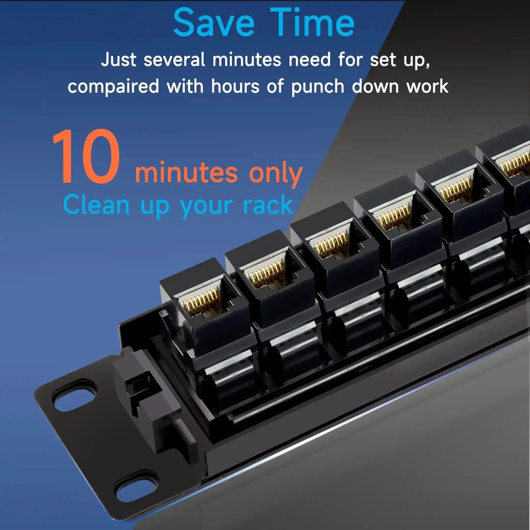 24 Port RJ45 Patch Panel Cat6 Pass Through Patch Panel 19 Inch Inline Keystone Ethernet Network Panel With Back Bar For Easy Plug And Play Home Office Cabling And Through Coupler - Image 4