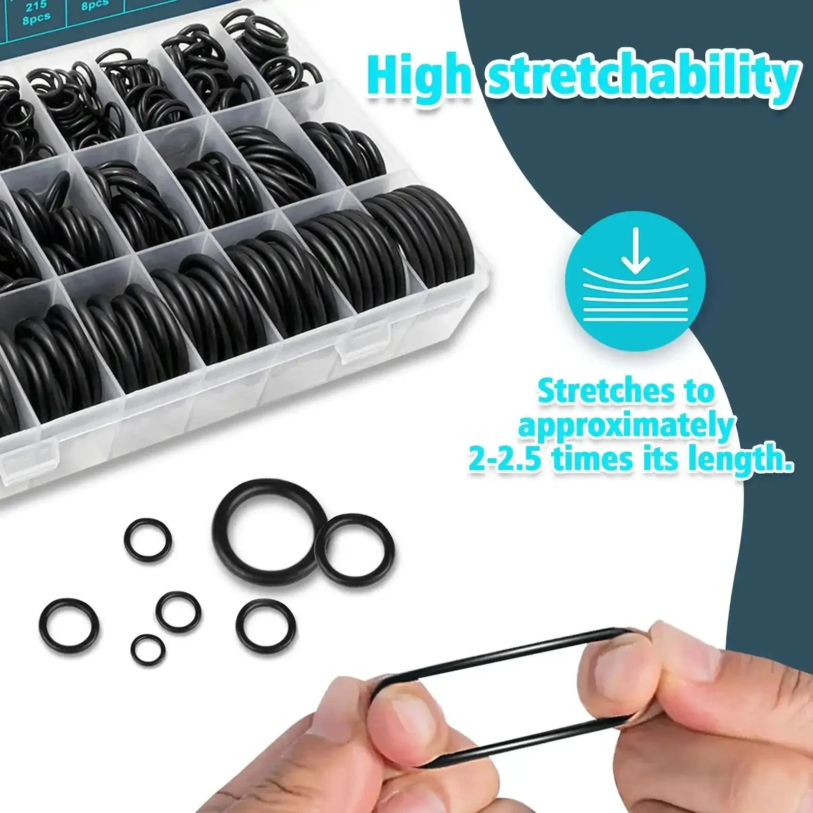 24 Size SAE O Ring Set With Buna N 70A Rubber O Rings, AS568 Standard Assortment With Sizes 006, 008, 010, 011, 012, 014, 110-118, 210-218 For Faucets, Plumbing, Hydraulics And Hose Repairs, Includes O Ring Hook And Pick - Image 2