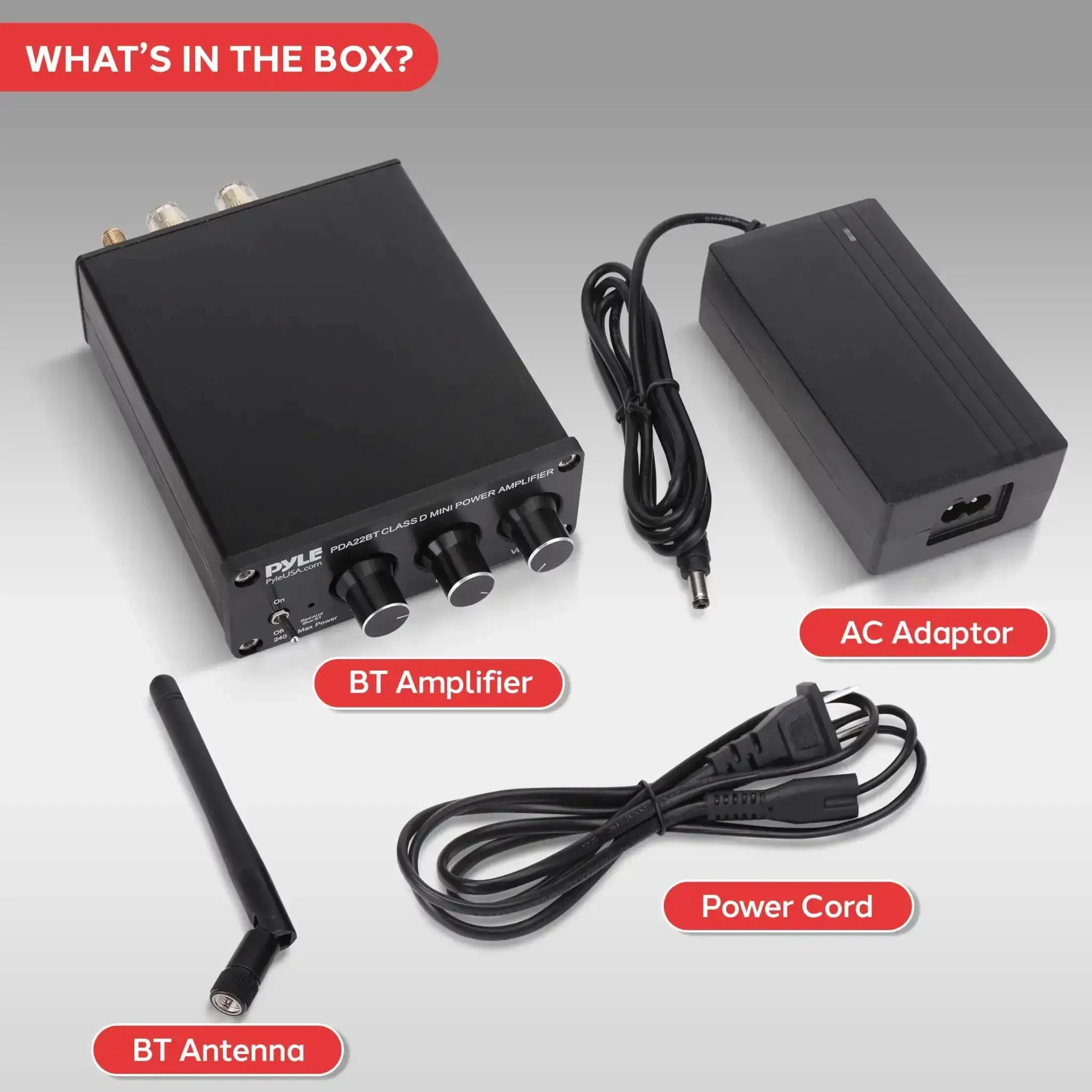240W Mini Bluetooth Home Stereo Amplifier With 2 Channel Output, Compact Micro Receiver, Bass And Treble Controls, Power Supply Included, Ideal For Passive Speakers At Home, Garage Or Desktop - Image 2