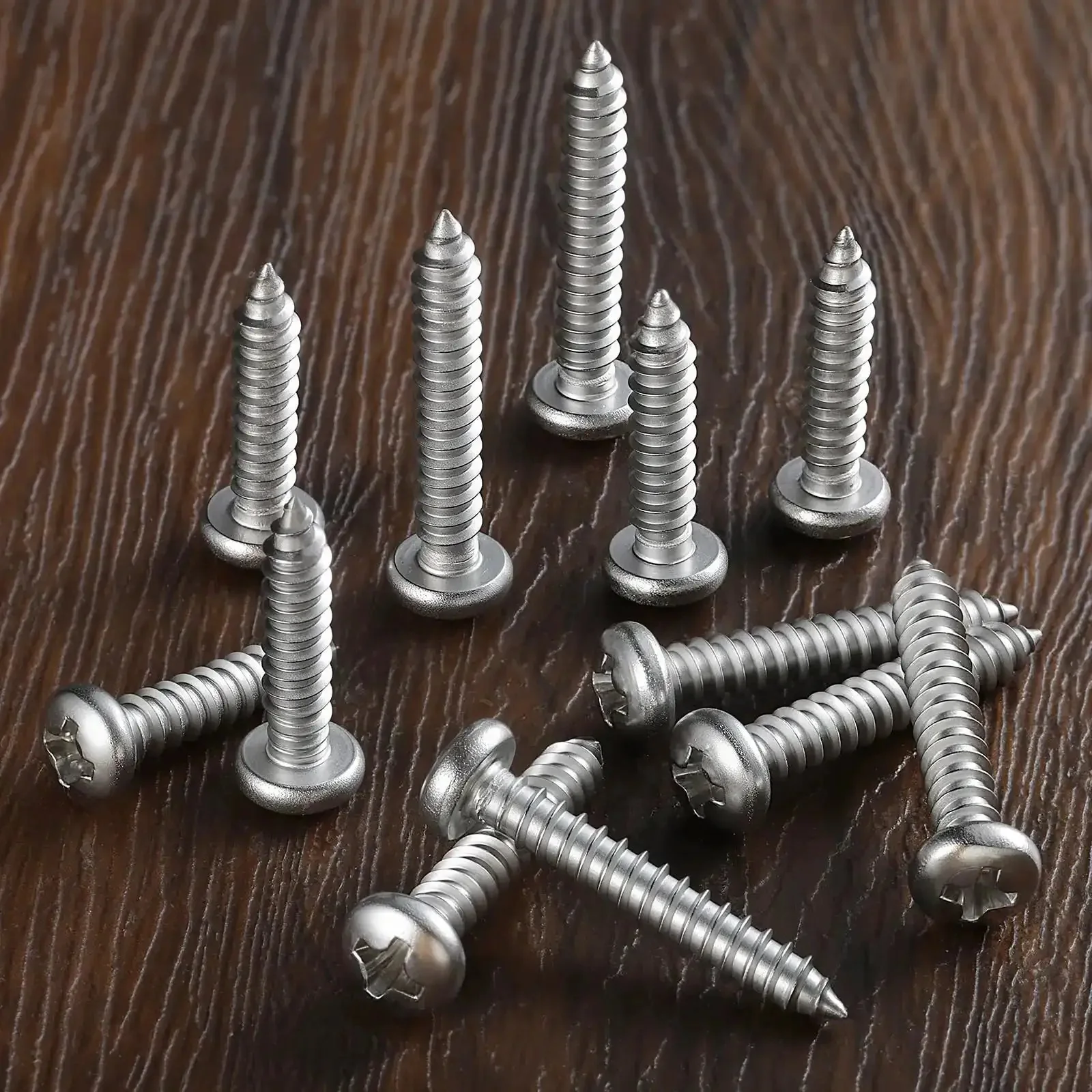 247 Piece Pan Head Wood Screw Set For Home DIY Projects, Stainless Steel 304 Self Tapping Screws, Phillips Drive, Includes Size Six One Half Inch, Size Six Five Eighths Inch, Size Eight Three Quarters Inch, Size Eight One Inch, Sheet Metal Screws - Image 6