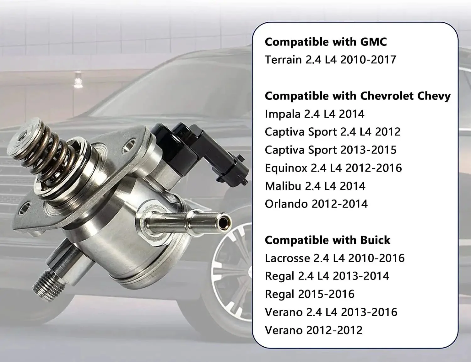 2.4L High Pressure Mechanical Fuel Pump EP1028 Compatible With Buick Lacrosse Regal Verano Chevy Captiva Sport Equinox Impala Malibu Orlando GMC Terrain 2010 2017 12639694 HM10008 - Image 6
