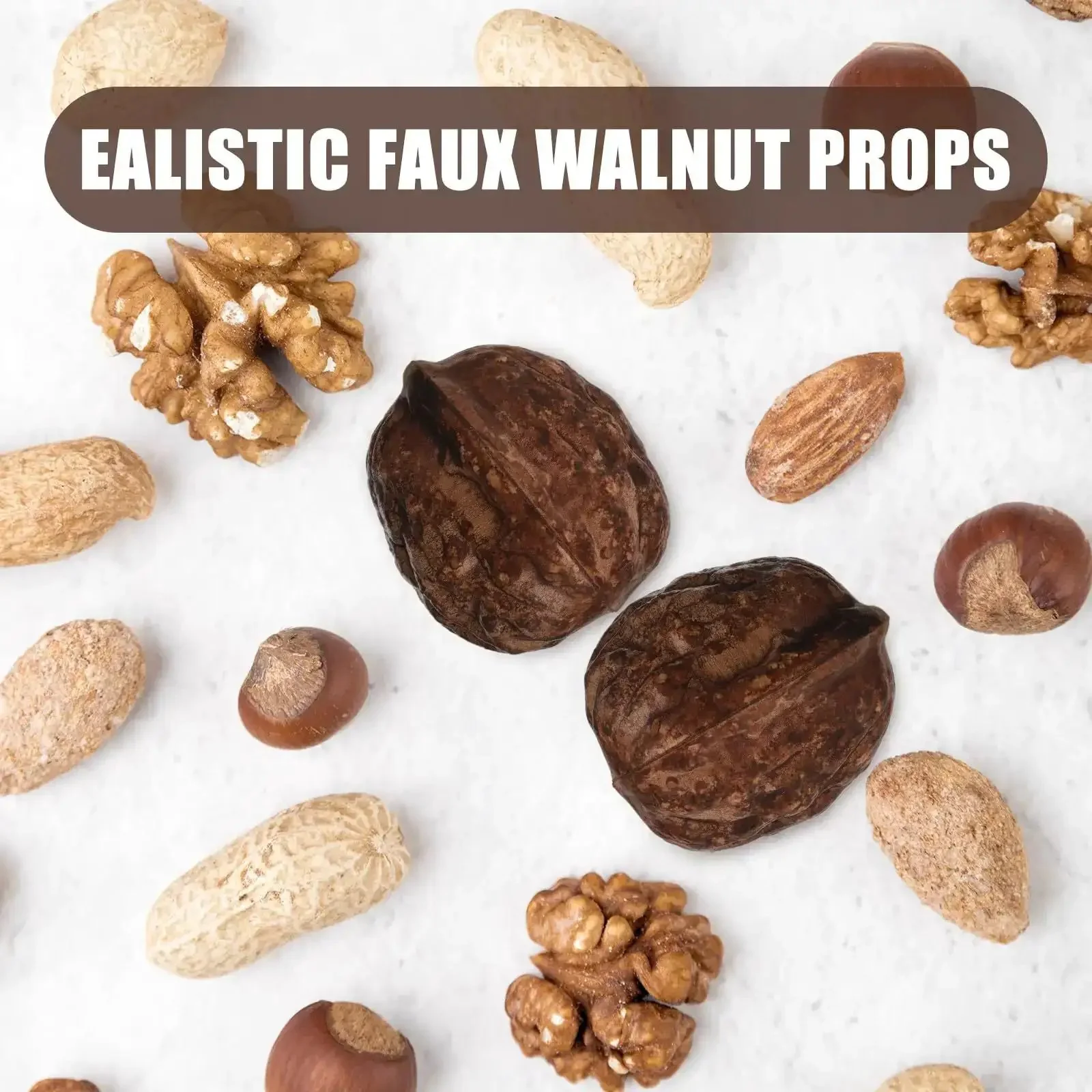24Pcs Realistic Artificial Walnut Nuts Miniature Faux Fruit Photo Props For Home Table Display Staging And Food Styling That Looks Real And Natural Walnut Accessories For Realistic Decor And Creative Photo Shoots - Image 3