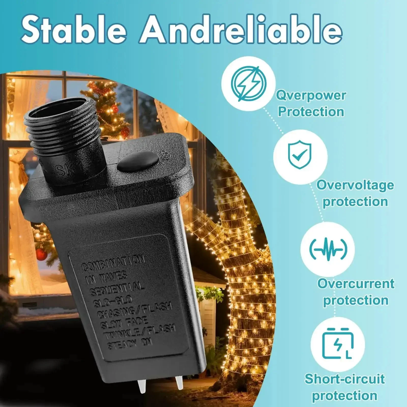 24V 0.3A LED Transformer Power Supply With 8 Modes IP44 Waterproof Low Voltage Class 2 Transformer US Plug For Quick And Easy Plug And Play Christmas Lights And String Lights - Image 2