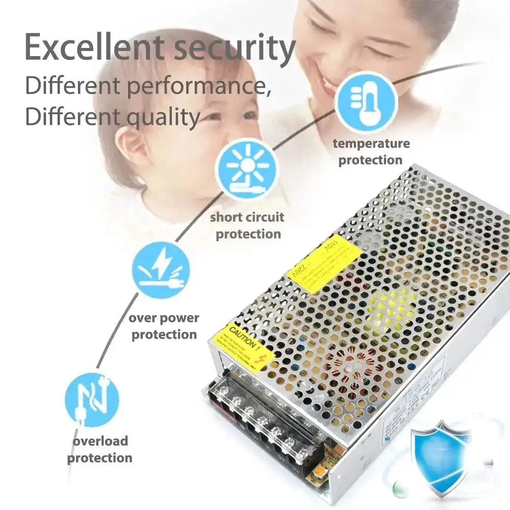 24V 10A Switching Power Supply Regulator For LED Strip And LED Display And 3D Printer Plug And Play Ready Converts 110V 220V AC To 24V DC 240W With Overvoltage Overtemperature Overload And Short Circuit Protection - Image 5