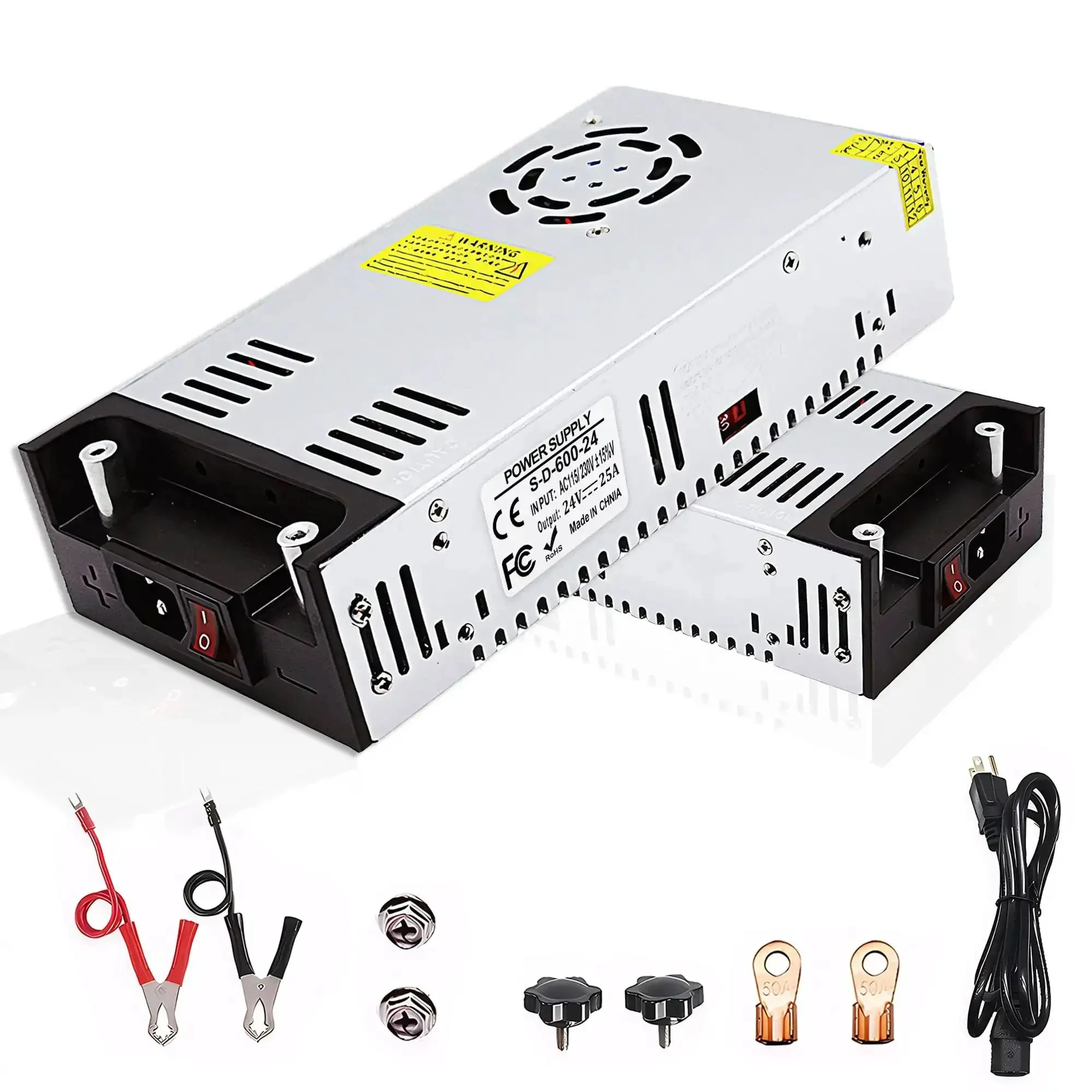 24V 25A 600W Power Supply Converter From Universal AC110 220V Input To Regulated DC24V For LED Strips CCTV Cameras Radios And RVs With One Button Power On Off And Full Protection Features