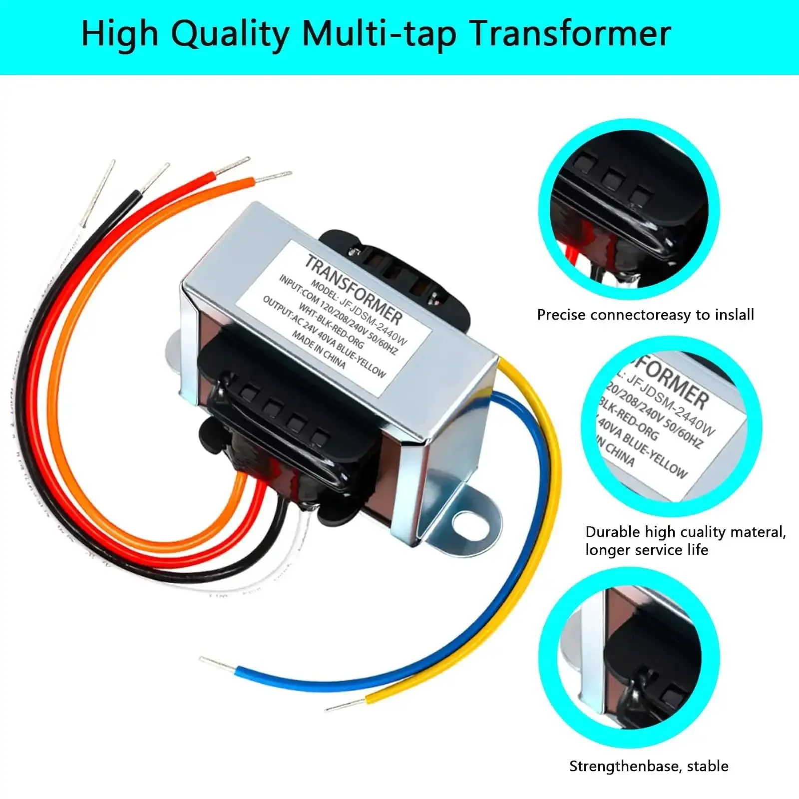 24V 40VA Multi-Tap Isolation Transformer For HVAC And Furnace Systems With Foot Mount Primary 120 208 240V Secondary 24V Easy Install Durable Control Power Supply For Relays And Motors Replaces 4031F GT446 PF42440 - Image 2