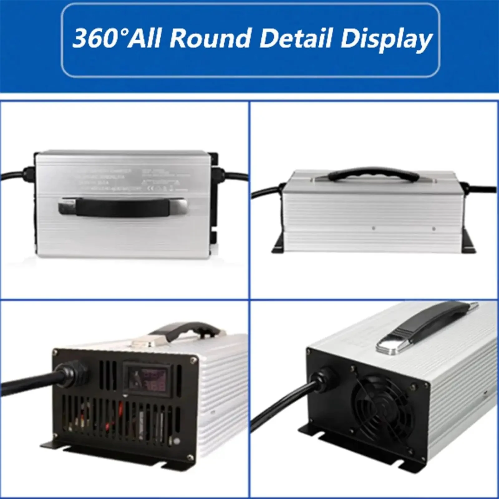 24V 50A Forklift Battery Charger With 50A 120A 175A 350A Anderson Plug For Lead Acid Batteries Ideal For Electric Forklifts And Pallet Jacks LCD Display Input Range 100 240V Aluminum Alloy Housing - Image 3