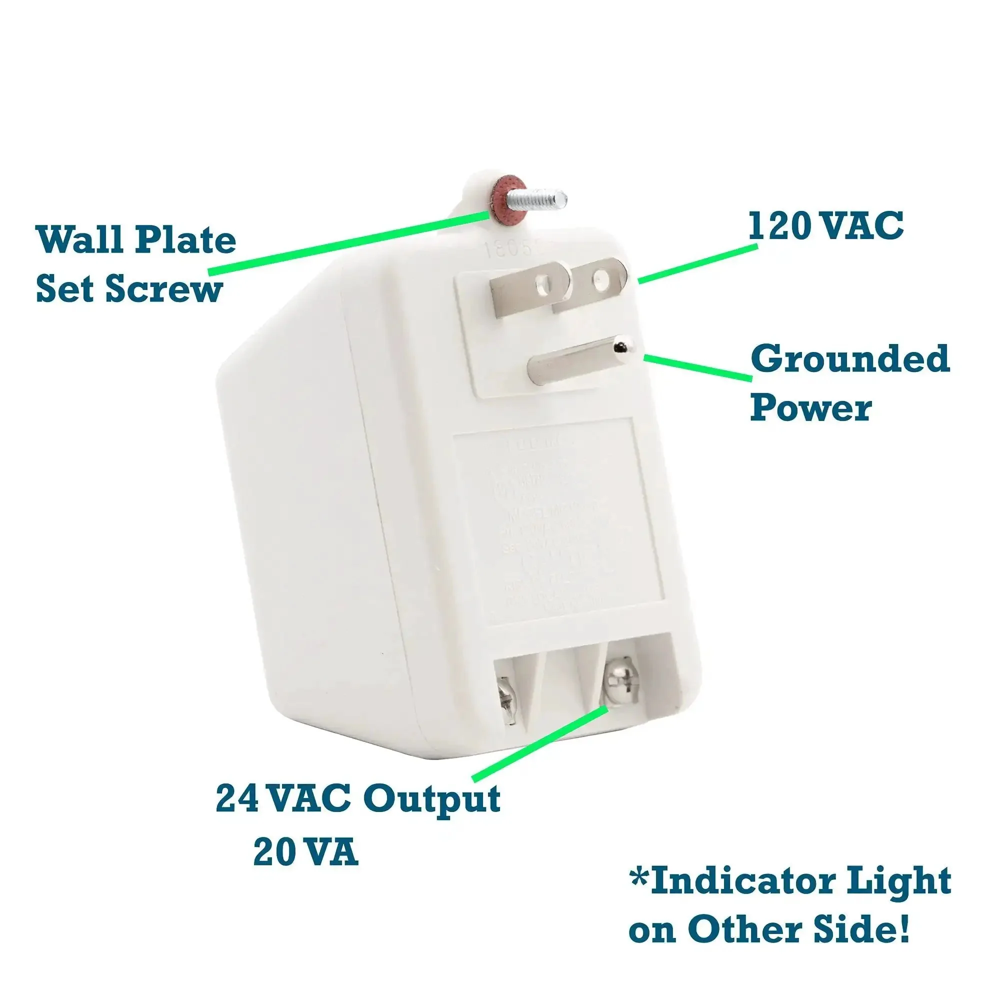 24V AC Transformer 20 VA 830 mA Output UL Approved With Screw Terminals And Green LED, 120V Input, Plug And Play Wall Adapter Style Power Supply For Low Voltage Circuits, DIY Projects And Hobbies - Image 3