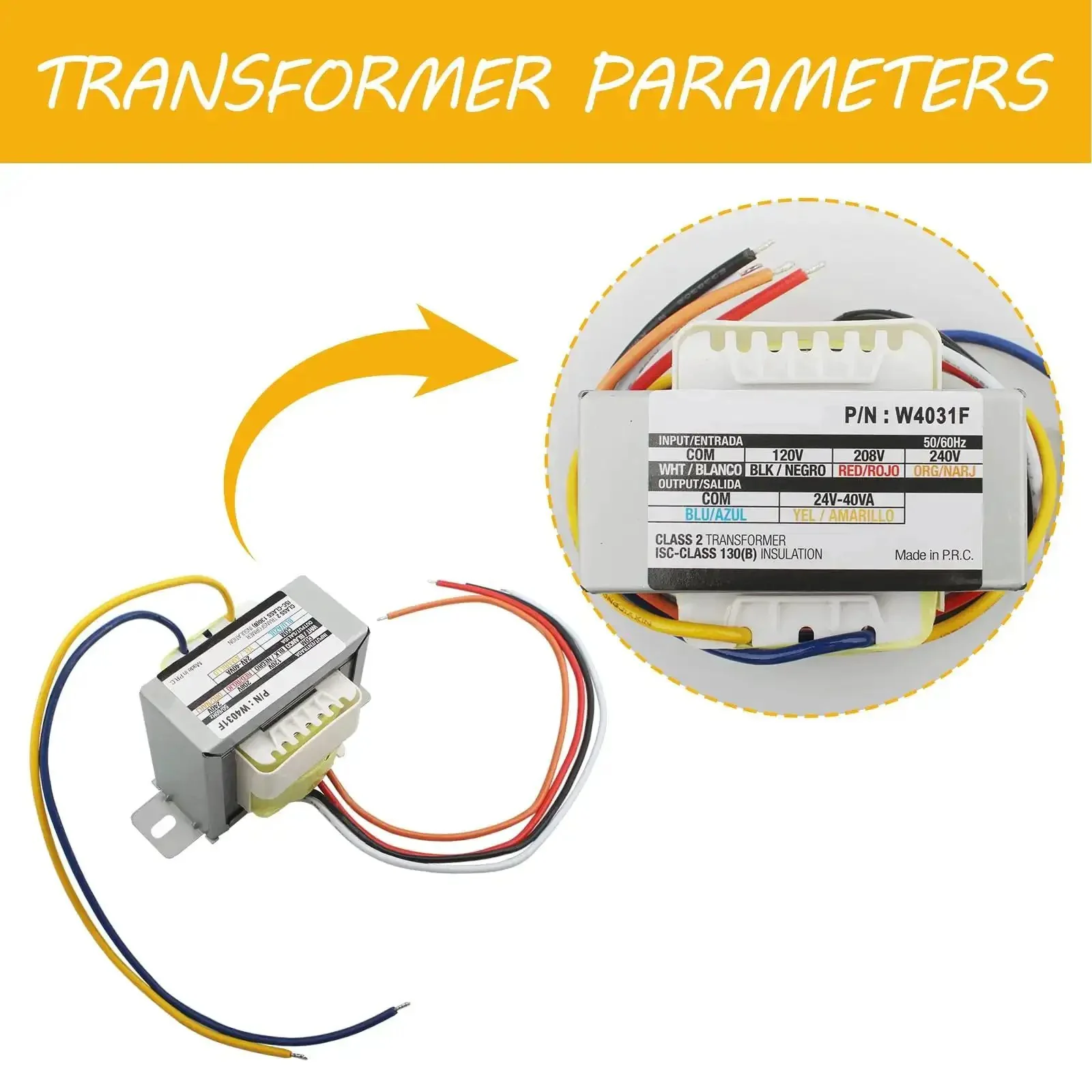 24V AC Transformer For HVAC Systems, Primary 120 208 240V To 24V Secondary, Isolation Replacement Transformer For Furnaces, Air Conditioners, Relays And Gas Valves, Multi Tap Control Transformer - Image 4