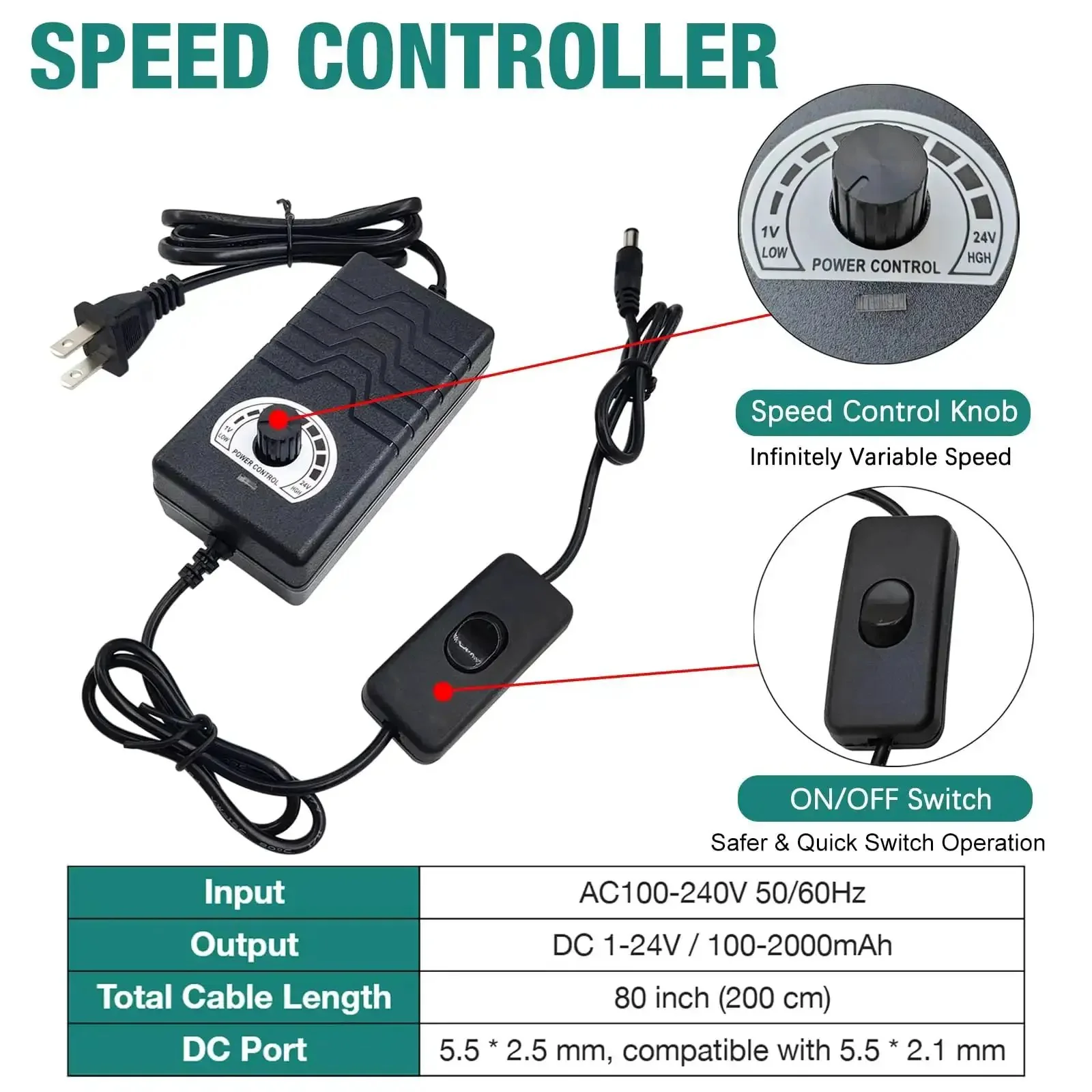 24V Adjustable Reciprocating Linear Actuator With Telescoping Stroke From 1.18 To 6 Inches, 120 RPM High Torque Up To 40 Lbs, Includes Suction Cup, Speed Controller, And Remote Control For Easy, No Drama Remote Operation - Image 3