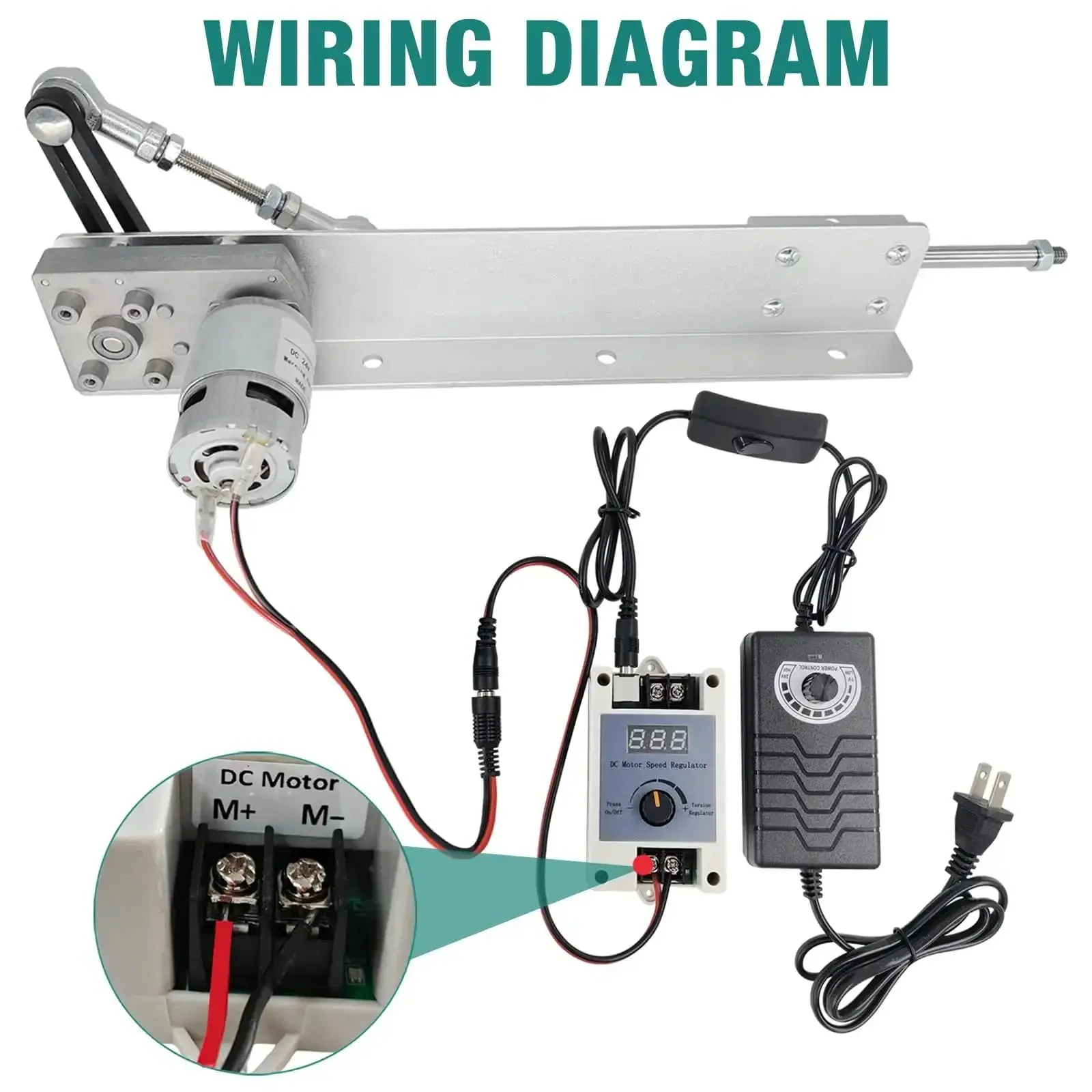 24V Adjustable Reciprocating Linear Actuator With Telescoping Stroke From 1.18 To 6 Inches, 120 RPM High Torque Up To 40 Lbs, Includes Suction Cup, Speed Controller, And Remote Control For Easy, No Drama Remote Operation - Image 5