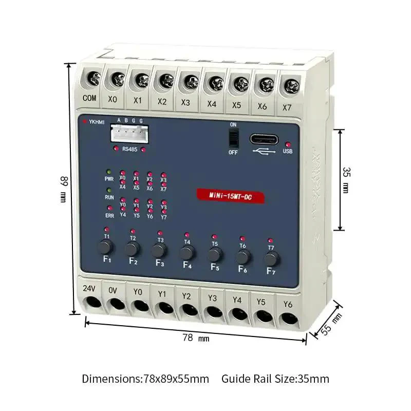 24V DC PLC Ladder Logic Controller With 8 Inputs And 7 Transistor Outputs Fully Compatible With FX1S RS485 HMI Connection Mini 15MT DC Programmable Logic Controller For Industrial Automation And Effortless Plug And Play PLC Setup - Image 4