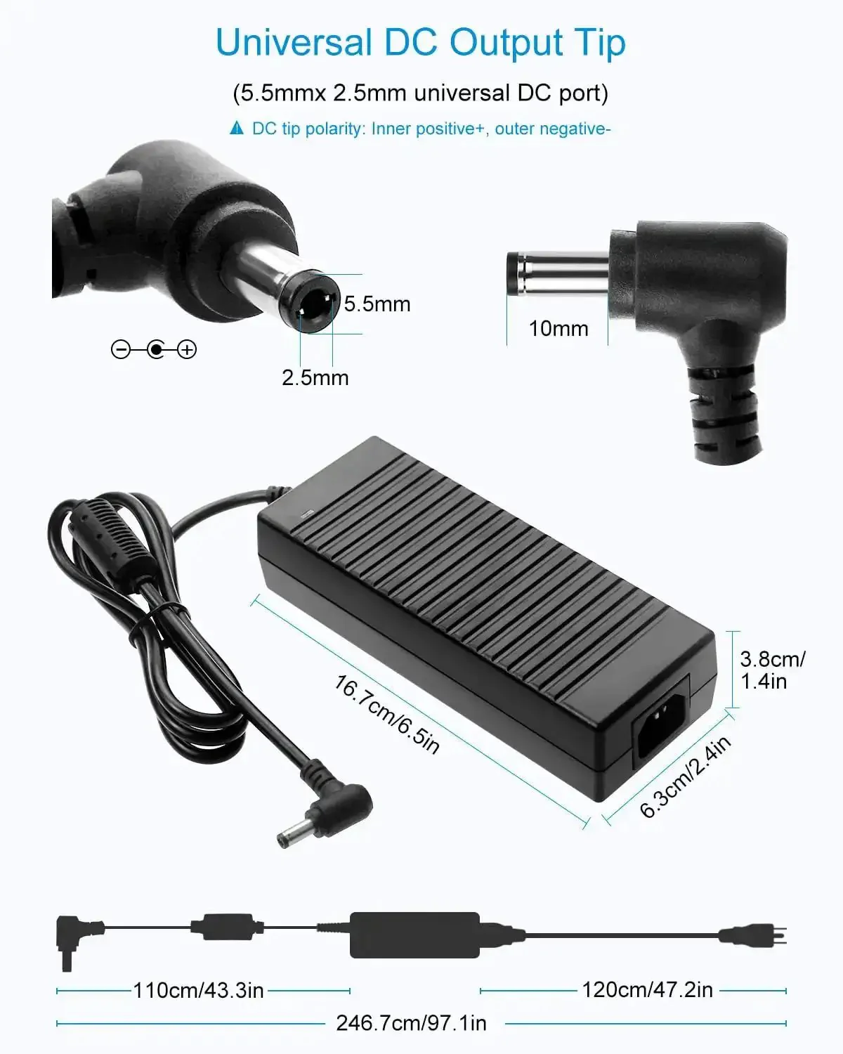 24V DC Power Supply 5A AC Adapter 100-240V Universal Wall Transformer For LED Strips CCTV Cameras Printers And LCD Monitors 5.5x2.5mm Output Jack Also 5.5x2.1mm Use At Or Below 80 Percent Load - Image 7
