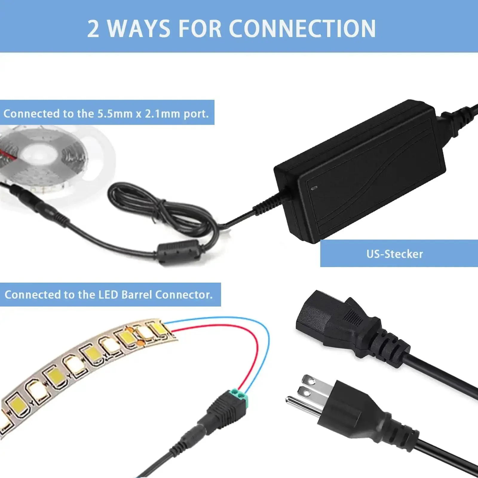 24V DC Power Supply 6A Beefy Adapter For LED Strips And Printers, 100-240V AC To 24V DC Converter, 144W, 5.5mm X 2.5mm Output Jack (Compat With 5.5mm X 2.1mm), US Plug, 7.05ft Cord - Image 6