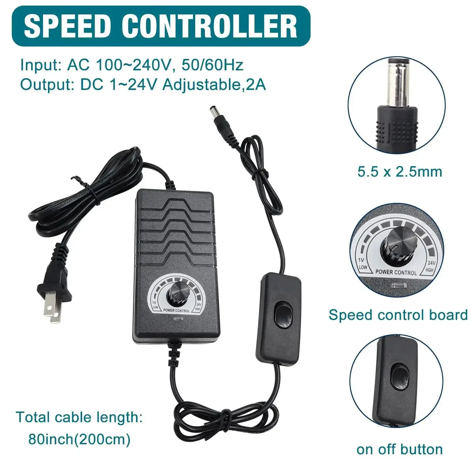 24V Reciprocating Linear Actuator With Suction Cup And Speed Controller, Adjustable Telescopic Stroke From 1.18 To 6 Inches, 160 RPM, 3-30 Lb Thrust, DIY Motor For Custom Projects - Image 4
