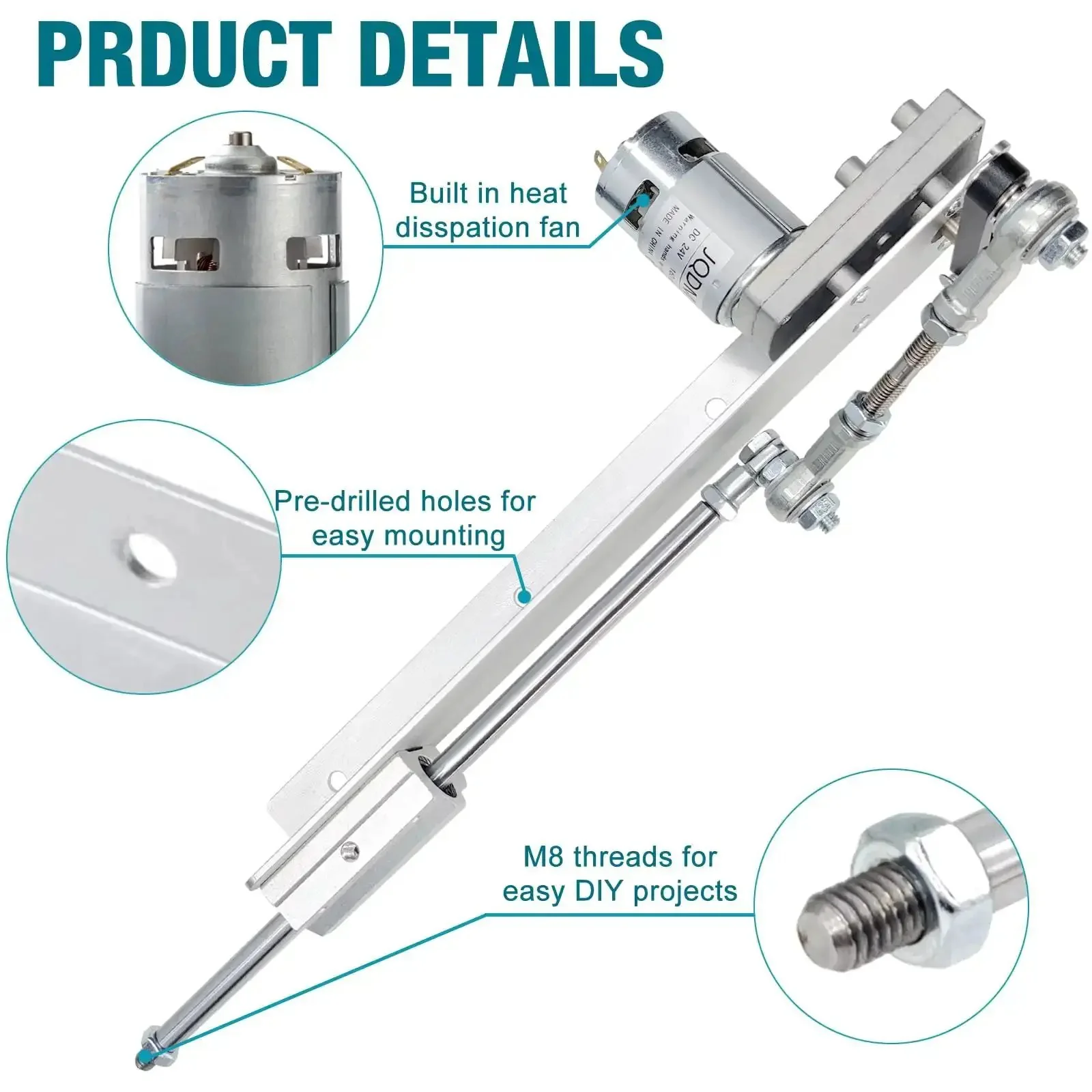 24V Reciprocating Linear Actuator With Suction Cup And Speed Controller, Adjustable Telescopic Stroke From 1.18 To 6 Inches, 160 RPM, 3-30 Lb Thrust, DIY Motor For Custom Projects - Image 9