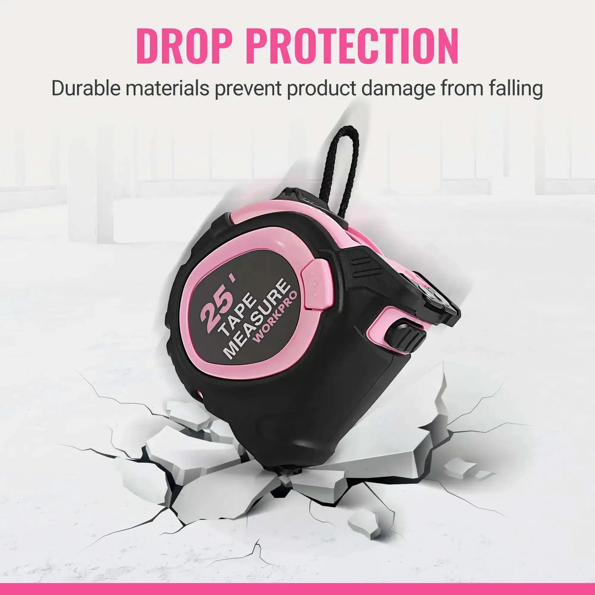 25 Foot Tape Measure With Fractions, Retractable Steel Blade, Magnetic Hook, Three Brake System, Nylon Coating For Durability, Pink Color, Ultra Accurate To One Thirty Second Inch, Ideal For Quick DIY Projects - Image 3