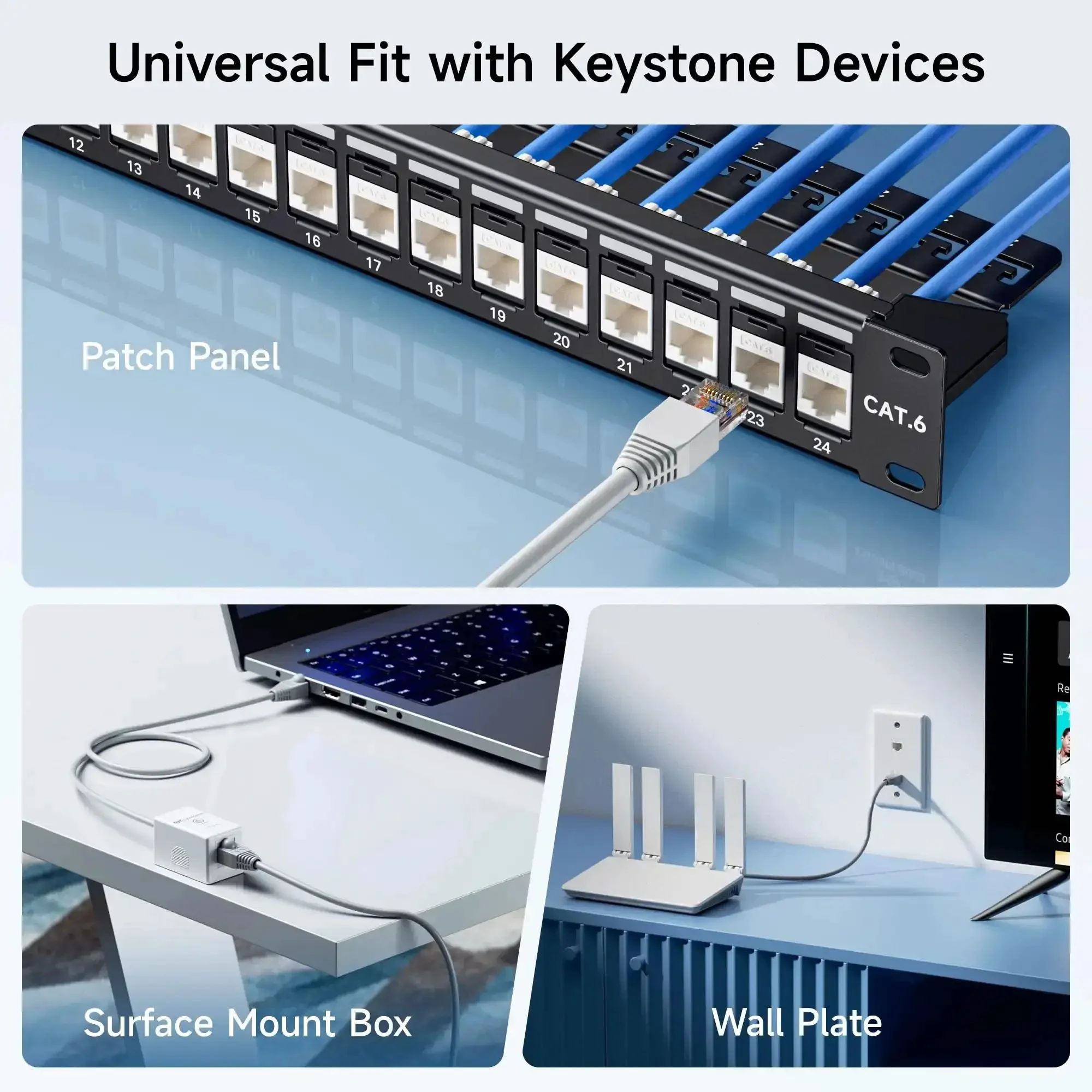 25 Pack Cat6 Keystone Jacks 10Gbps RJ45 Ethernet Modular Jacks White With Punch Down Stand For Patch Panels And Wall Plates Heavy Duty Keystones For Quick No Nonsense Install - Image 4