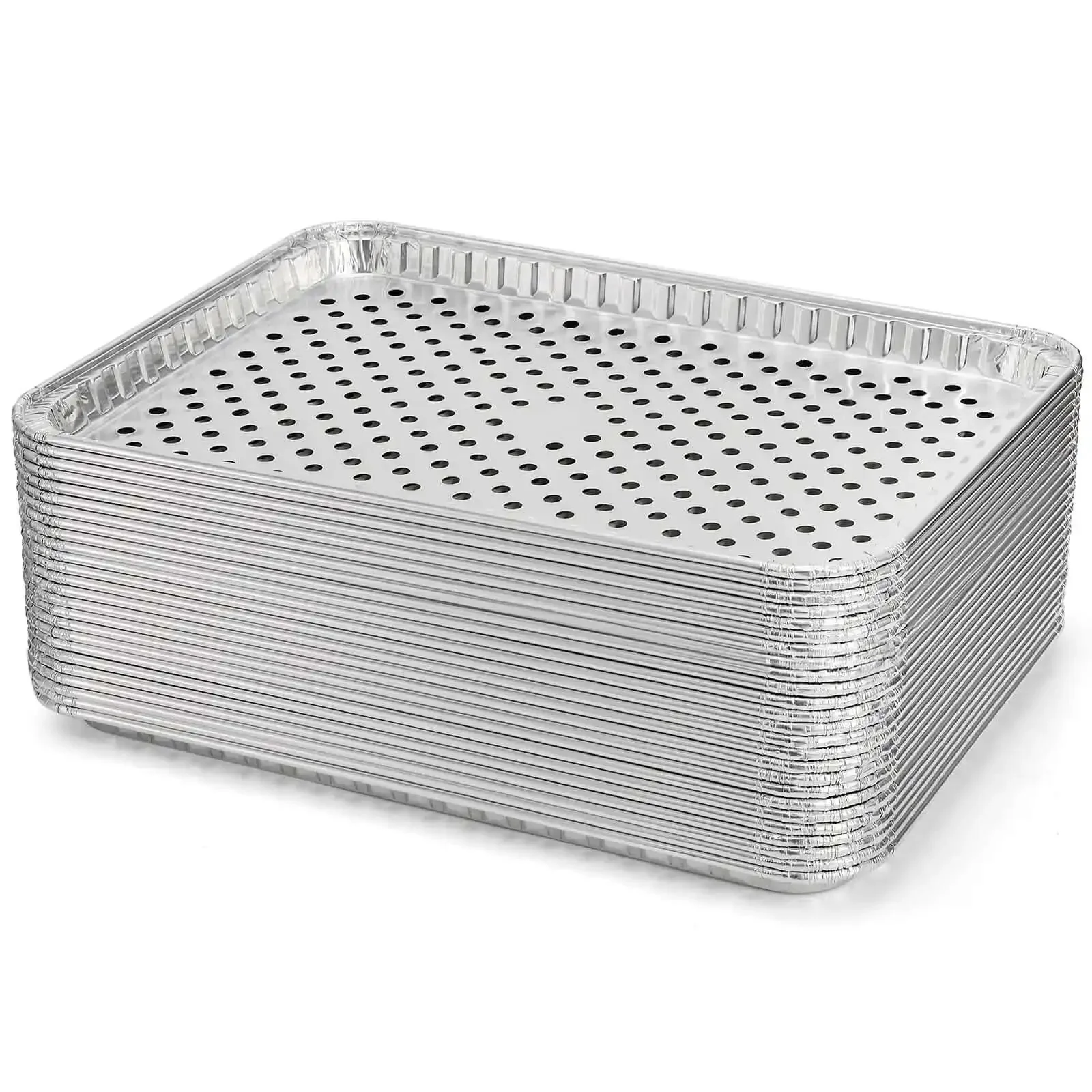 25 Pack Disposable Aluminum Grill Pans For Outdoor Cooking And Camping Large 16 By 12 Inch Aluminum Trays With Holes Great For BBQ Grilling And Quick Cleanup On Every Cookout - Image 6