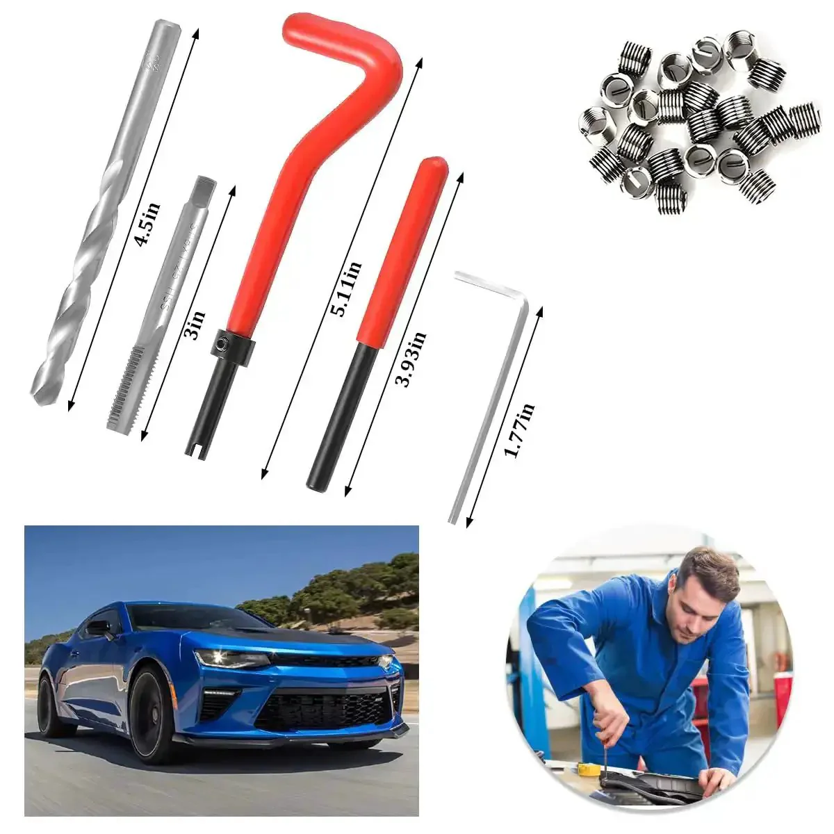 25 Pcs M6 X 1.0mm Helicoil Thread Repair Kit Stainless Steel For Cars And Trucks Universal Auto Hand Tool Set Vehicle Repair Inserts For SUVs RVs And More Durable Rust Resistant Pro Grade - Image 6