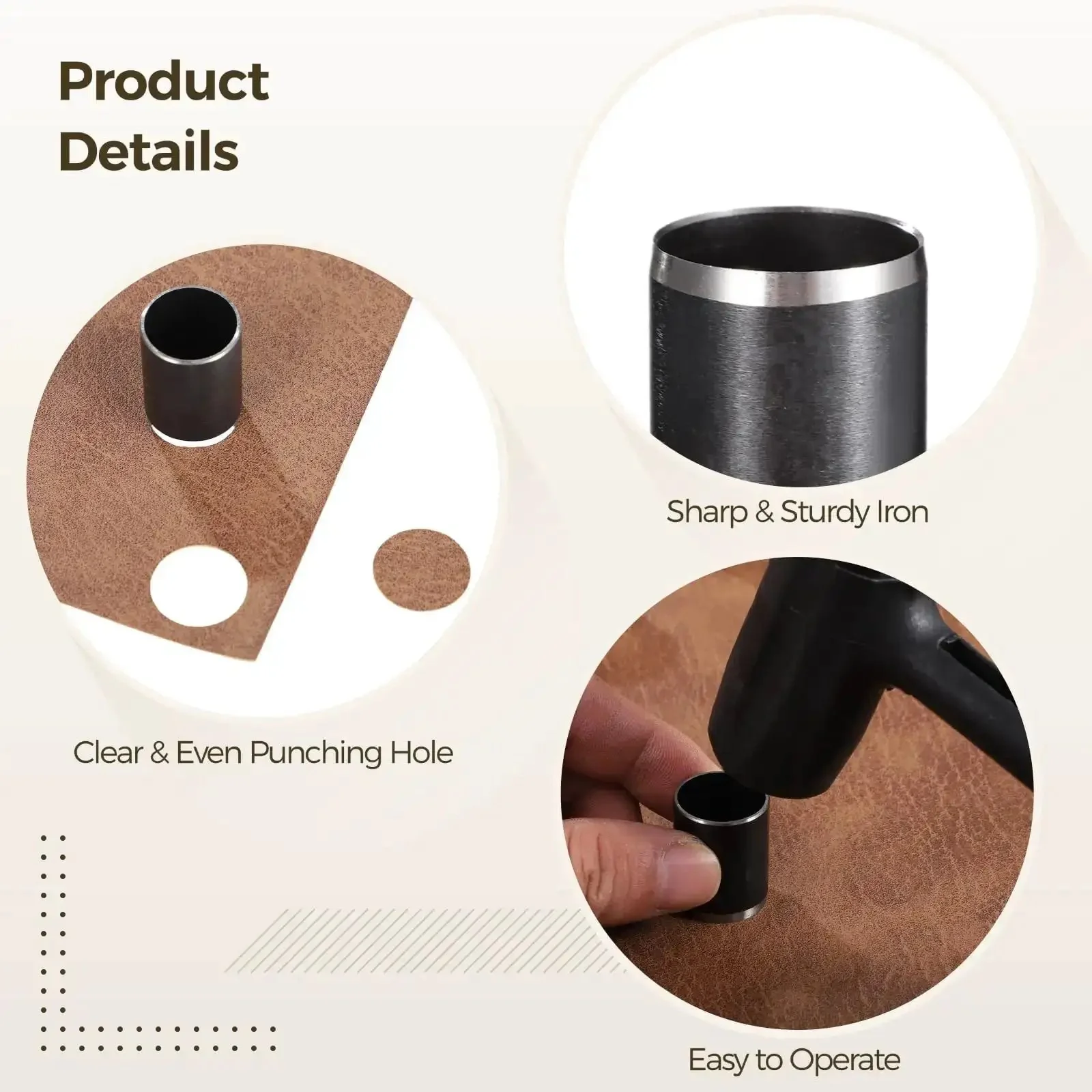25 Piece Leather Circle Cutter Tool Set With 0.04 to 0.98 Inch Round Hole Dies For Fabric And Clay Includes Storage Box Pro DIY Crafting Kit For Precise Clean Cuts And Smooth Edges - Image 4