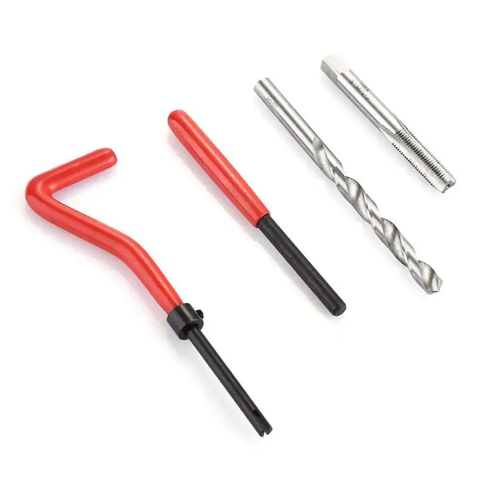 25-Piece M7 X 1.0mm Thread Repair Kit With Insert Set For Auto Repair And Engine Work Pro Grade Heavy Duty High Speed Steel Tools With Red Handle Hand Tool Kit For Damaged Or Worn Threads In Cars Trucks Machinery And Home Maintenance - Image 3