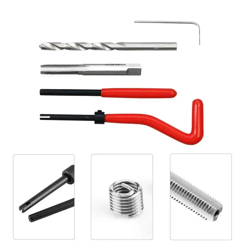 25-Piece M7 X 1.0mm Thread Repair Kit With Insert Set For Auto Repair And Engine Work Pro Grade Heavy Duty High Speed Steel Tools With Red Handle Hand Tool Kit For Damaged Or Worn Threads In Cars Trucks Machinery And Home Maintenance - Image 5
