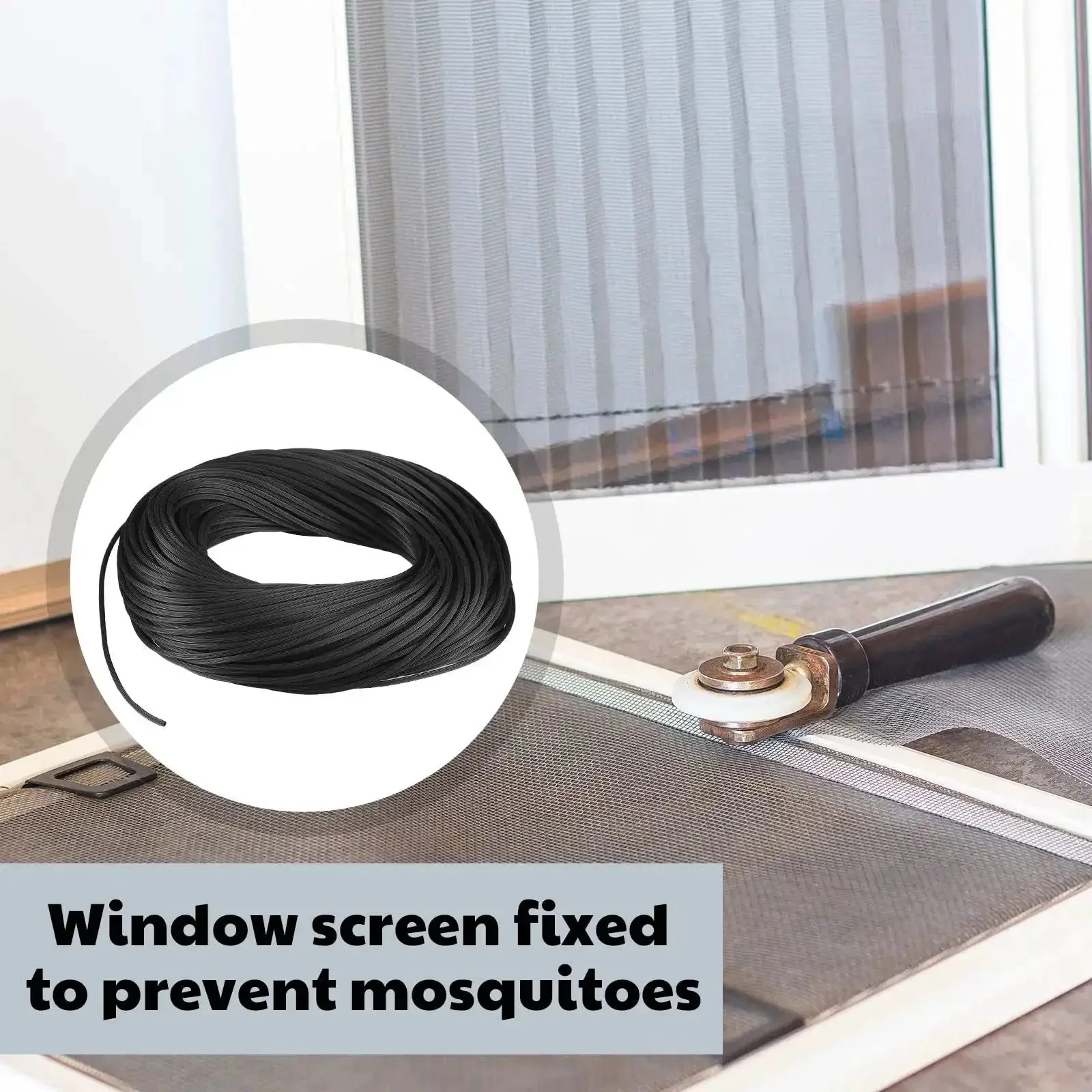 250 Ft Screen Spline Replacement Black Window Retainer Spline For Hollow Serrated Doors And Windows Mesh Shield Mosquito Net Fix No Sweat DIY Ready Easy Install Rubber Round 0.19 Inch Diameter - Image 2