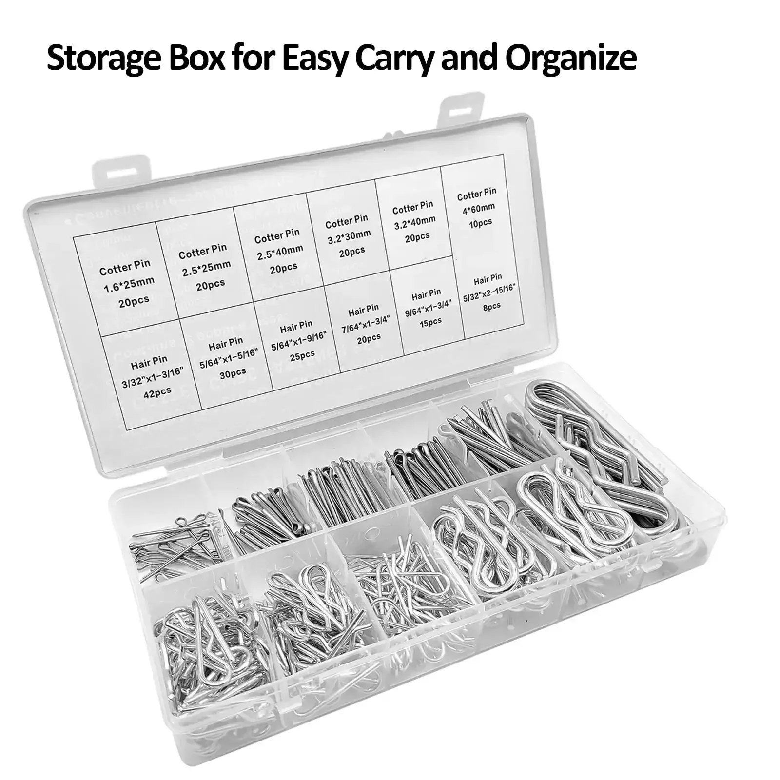 250 Piece Cotter Pin Hairpin R Clips Assortment Kit Beefy Heavy Duty Zinc Plated Steel Spring Fasteners Hitch Pins Clips Locking Set For Machinery Automotive And DIY Projects - Image 4