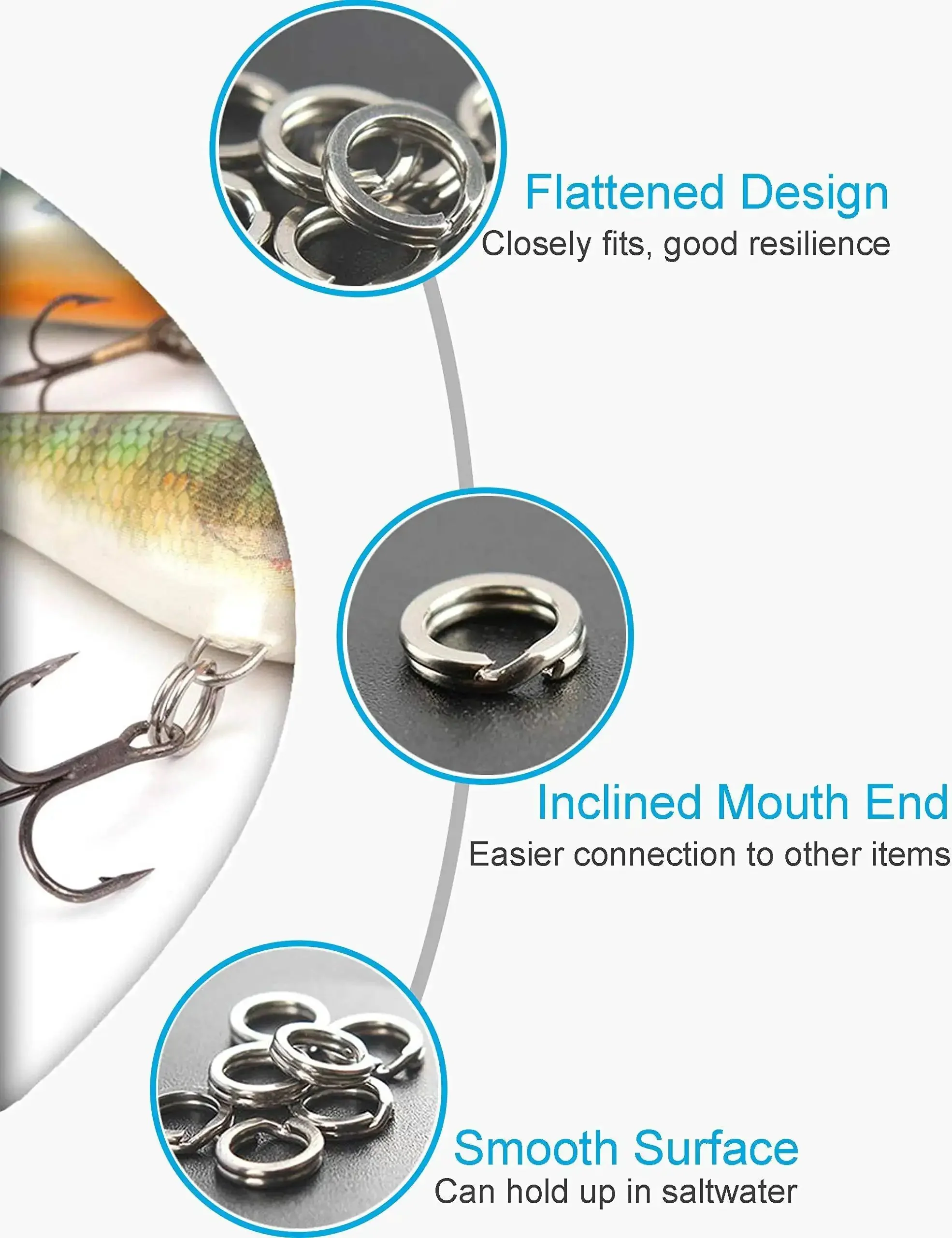 250 Piece Stainless Steel Fishing Split Rings Assortment Kit, Double Flat Wire Snap Ring Lure Tackle Connectors, Sizes 9 To 5, Lightweight And Easy To Carry, Your Go To Gear For Freshwater And Saltwater Fishing - Image 2