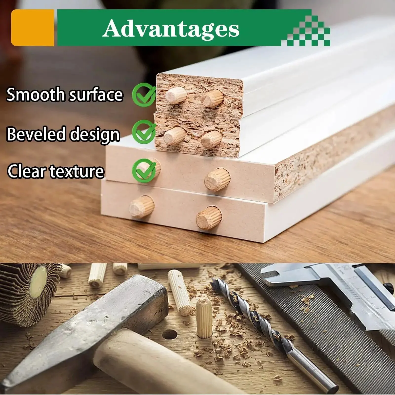 255 Piece Wood Dowel Set With One Quarter, Five Sixteenths, And Three Eighths Inch Fluted Dowels For Crafts And Furniture DIY High Density Beveled Dowel Pins Easy Glue Fit Air Free Insertion Schima Superba Hardwood - Image 3