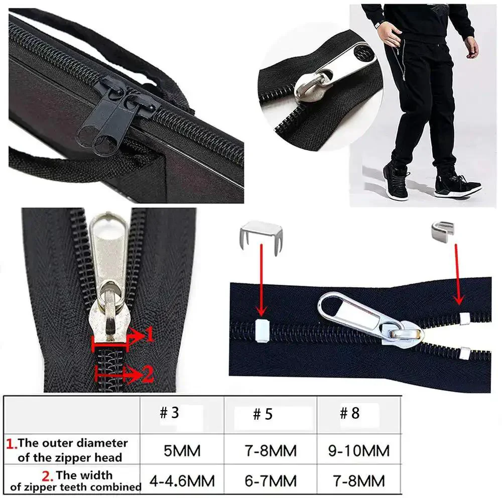 255 Piece Zipper Repair Kit With Replacement Sliders For Size 3 5 8 Nylon And Metal Zippers Pliers Tool And Zip Extension Pulls Ideal For Jackets Luggage Backpacks Tents Sleeping Bags Easy Fix DIY - Image 4